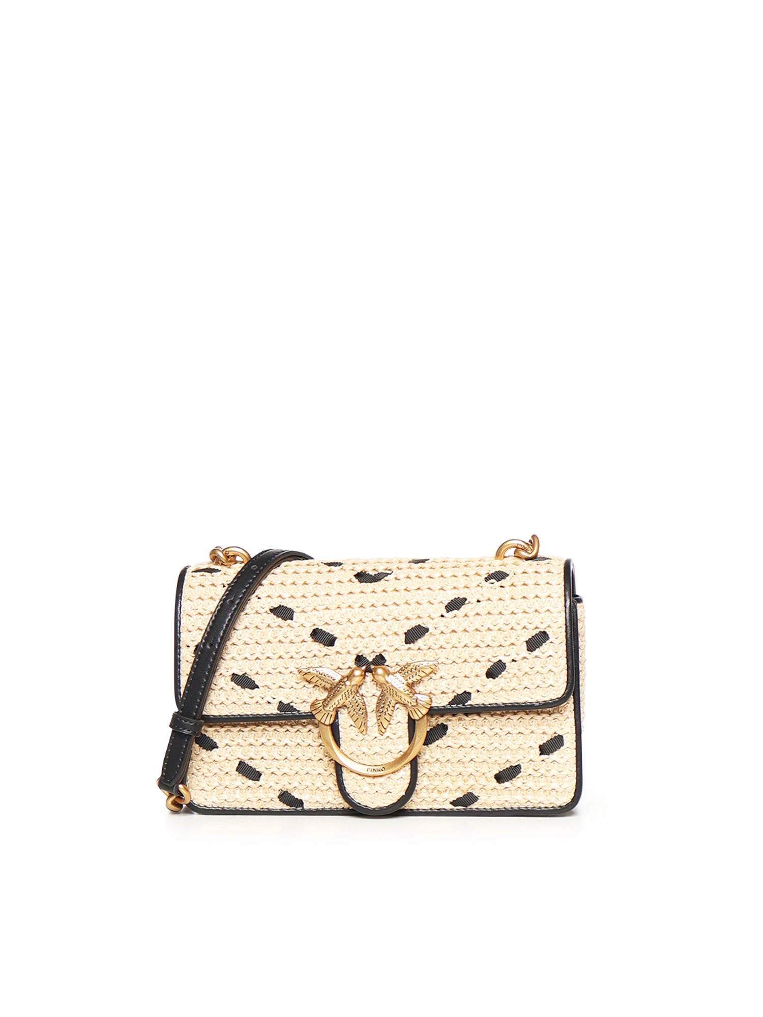 Borsa Mini Love Bag One Light in rafia e pelle 104550 A1RLHZ3Q PINKO 