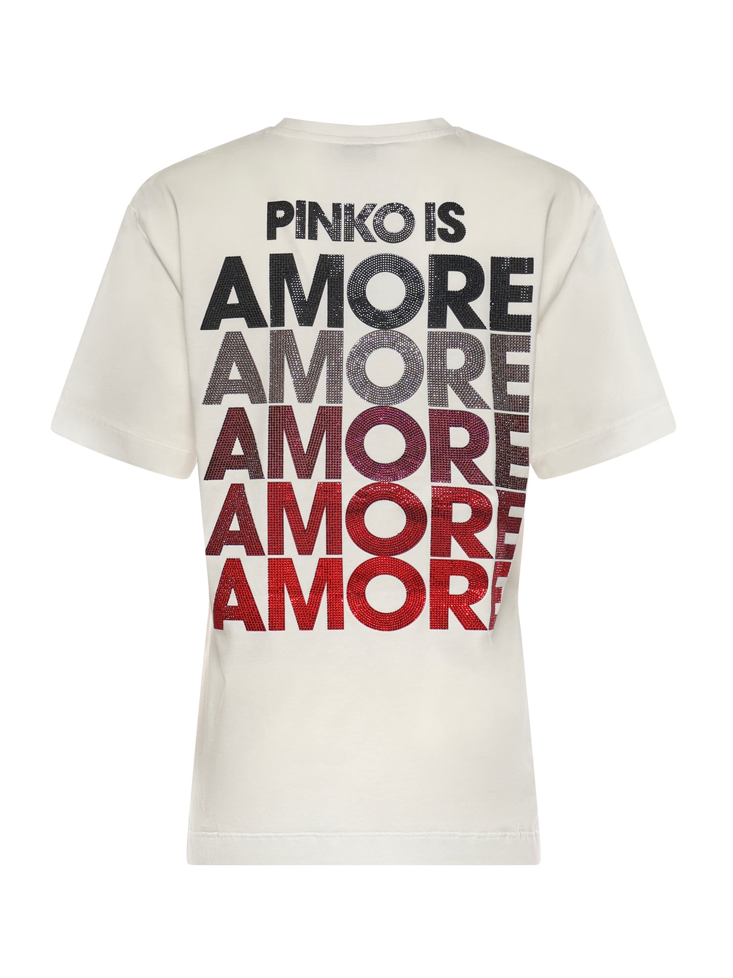 T-shirt con lettering Amore in strass 105526 A33IZR2 PINKO 