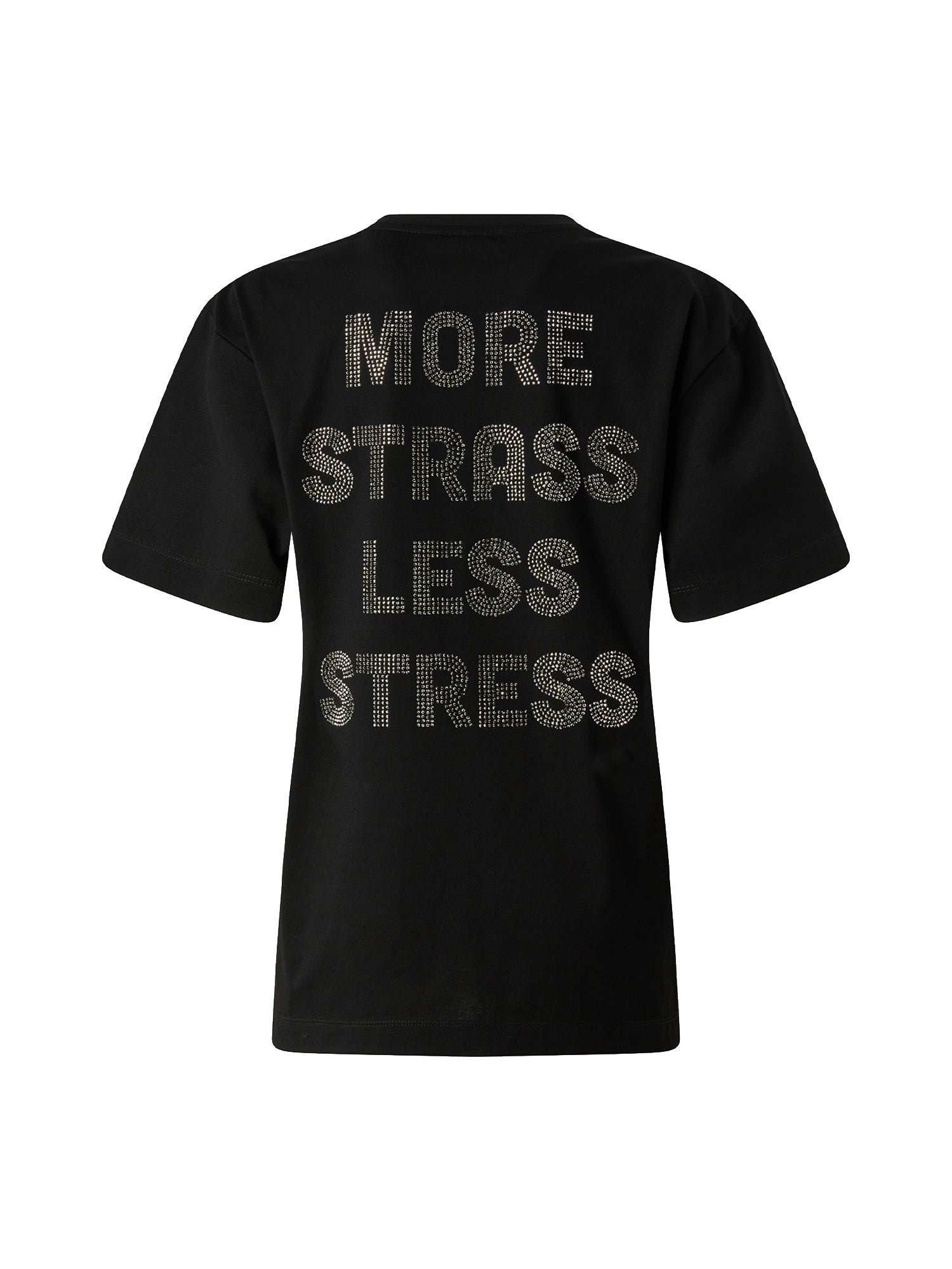 T-shirt More Strass Less Stress in cotone 105526 A33SZ99 PINKO 