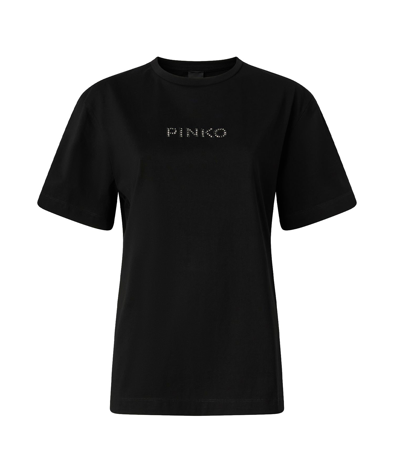 T-shirt More Strass Less Stress in cotone 105526 A33SZ99 PINKO 