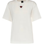 T-shirt con ricamo cuore in cotone 105665 A326Z05 PINKO 