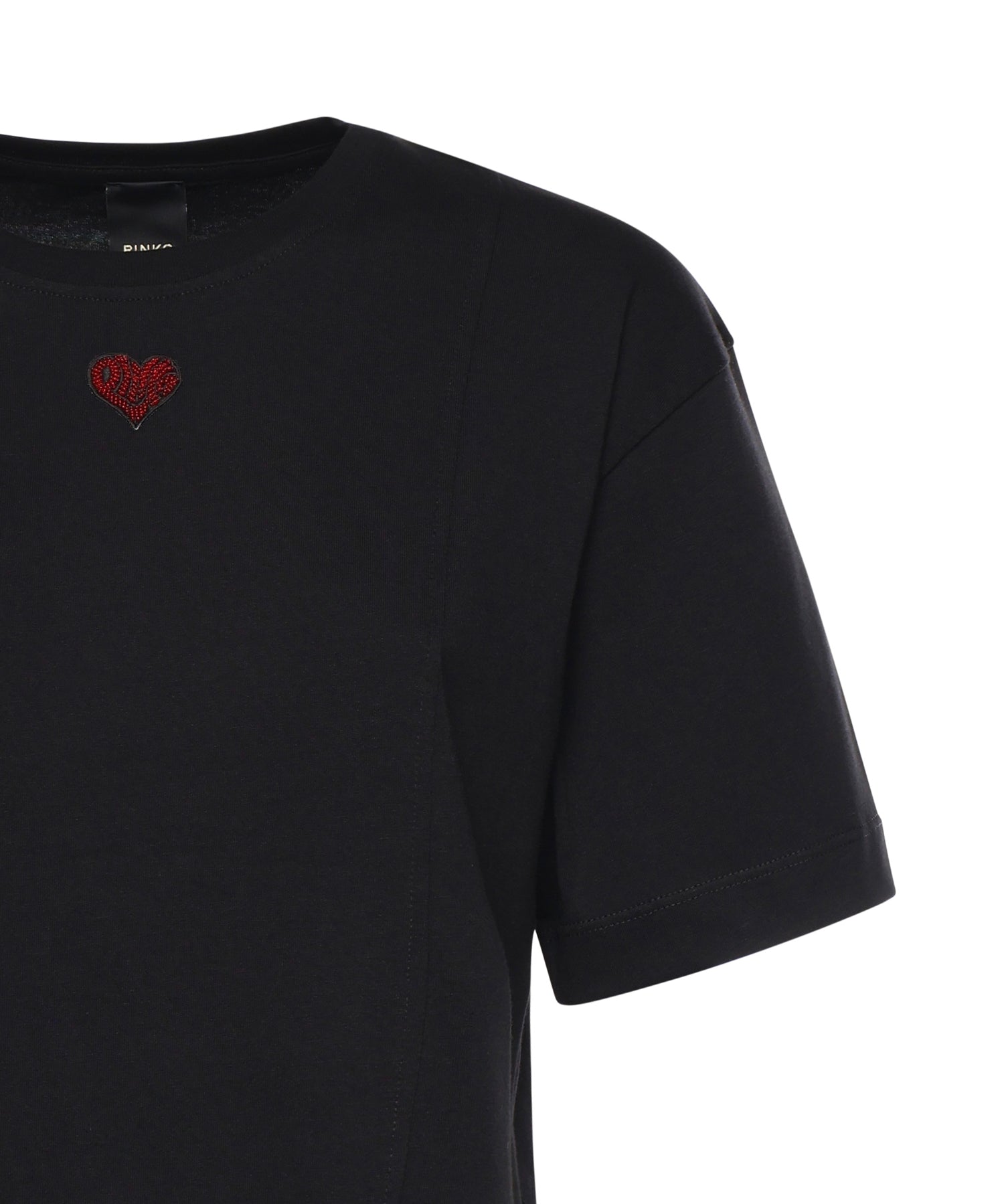 T-shirt con ricamo cuore in cotone 105665 A326Z99 PINKO 