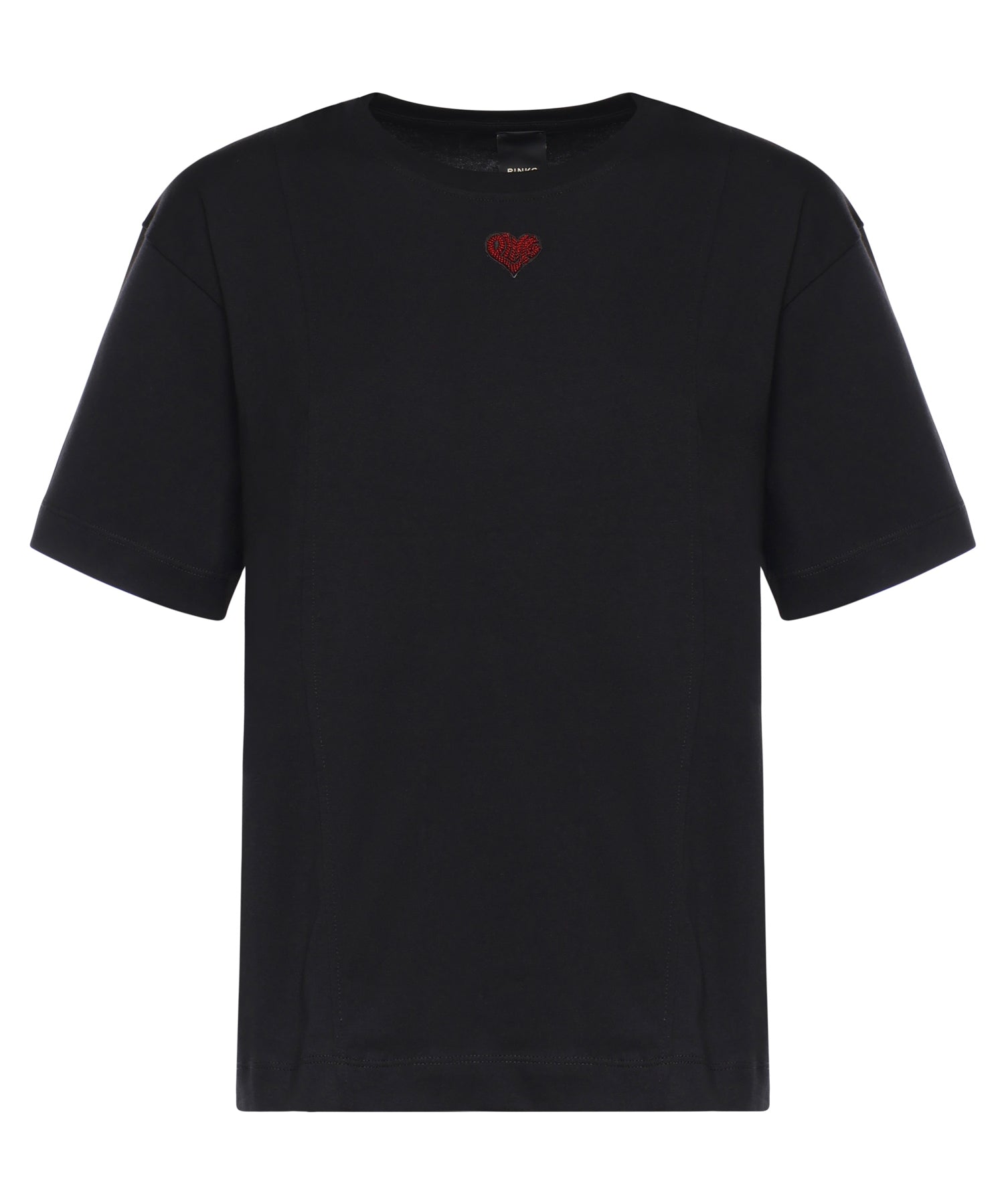 T-shirt con ricamo cuore in cotone 105665 A326Z99 PINKO 