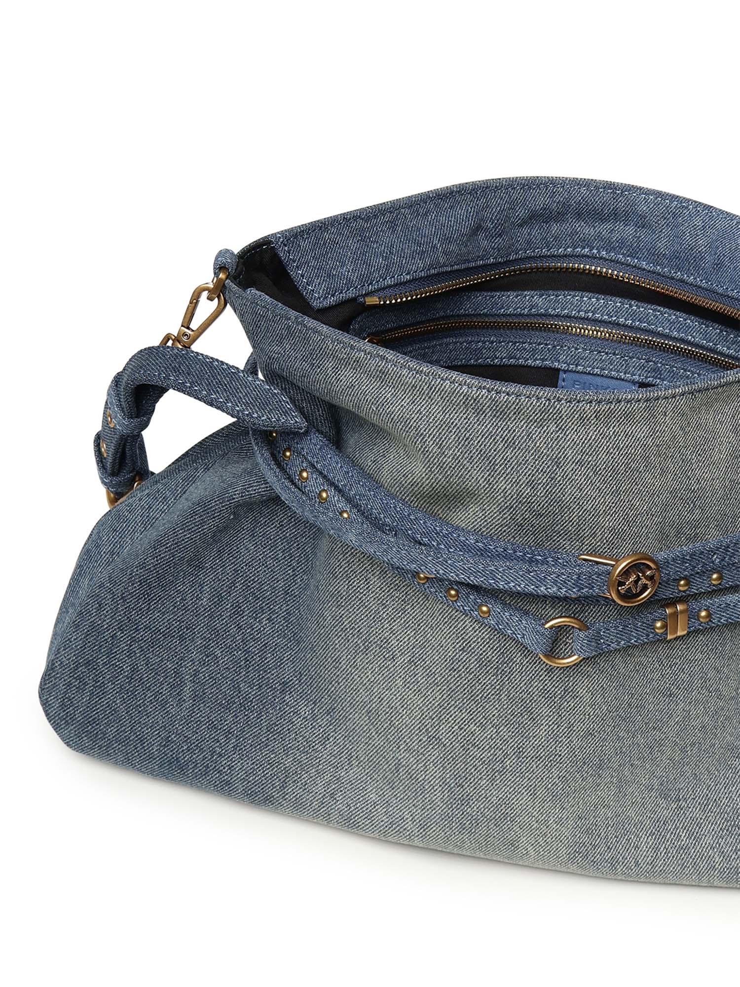Borsa a spalla grande Belt Bag Big in denim 105903 A31GPJDQ PINKO 