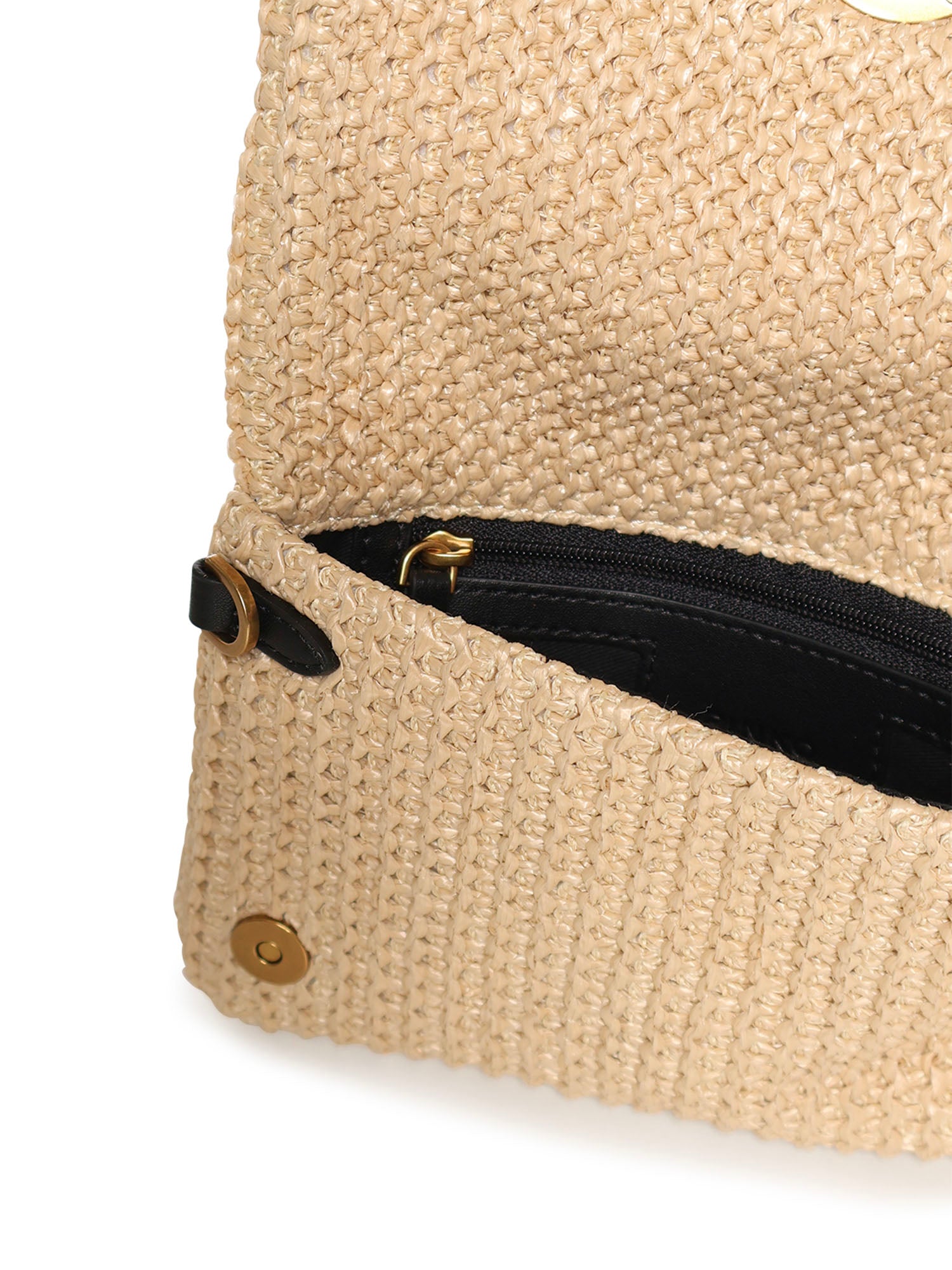 Pochette a tracolla Love Bag Click Soft Horizontal Mini in rafia 106023 A391C24Q PINKO 