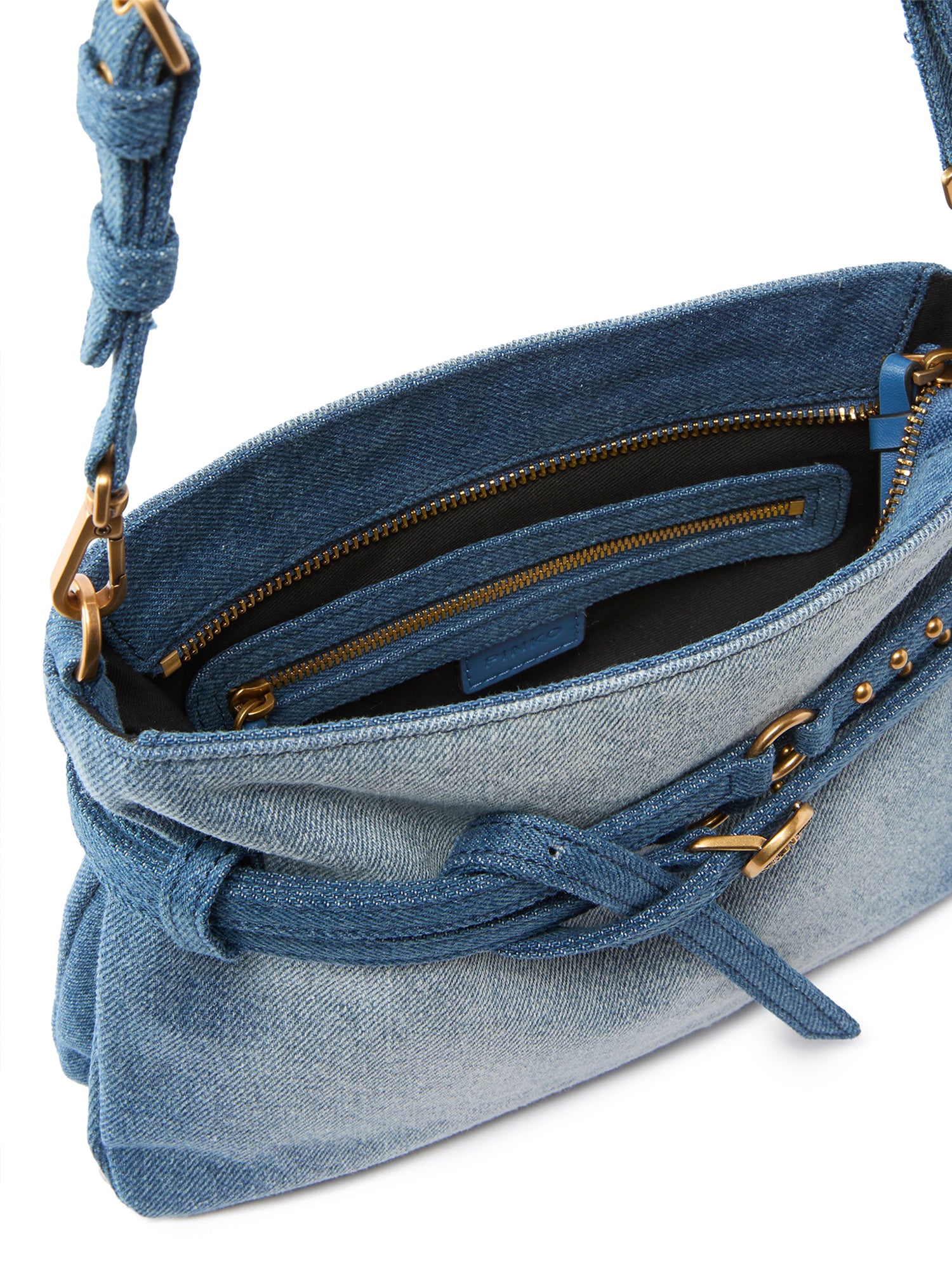 Borsa a spalla Belt Bag Mini in denim 106177 A31GPJDQ PINKO 