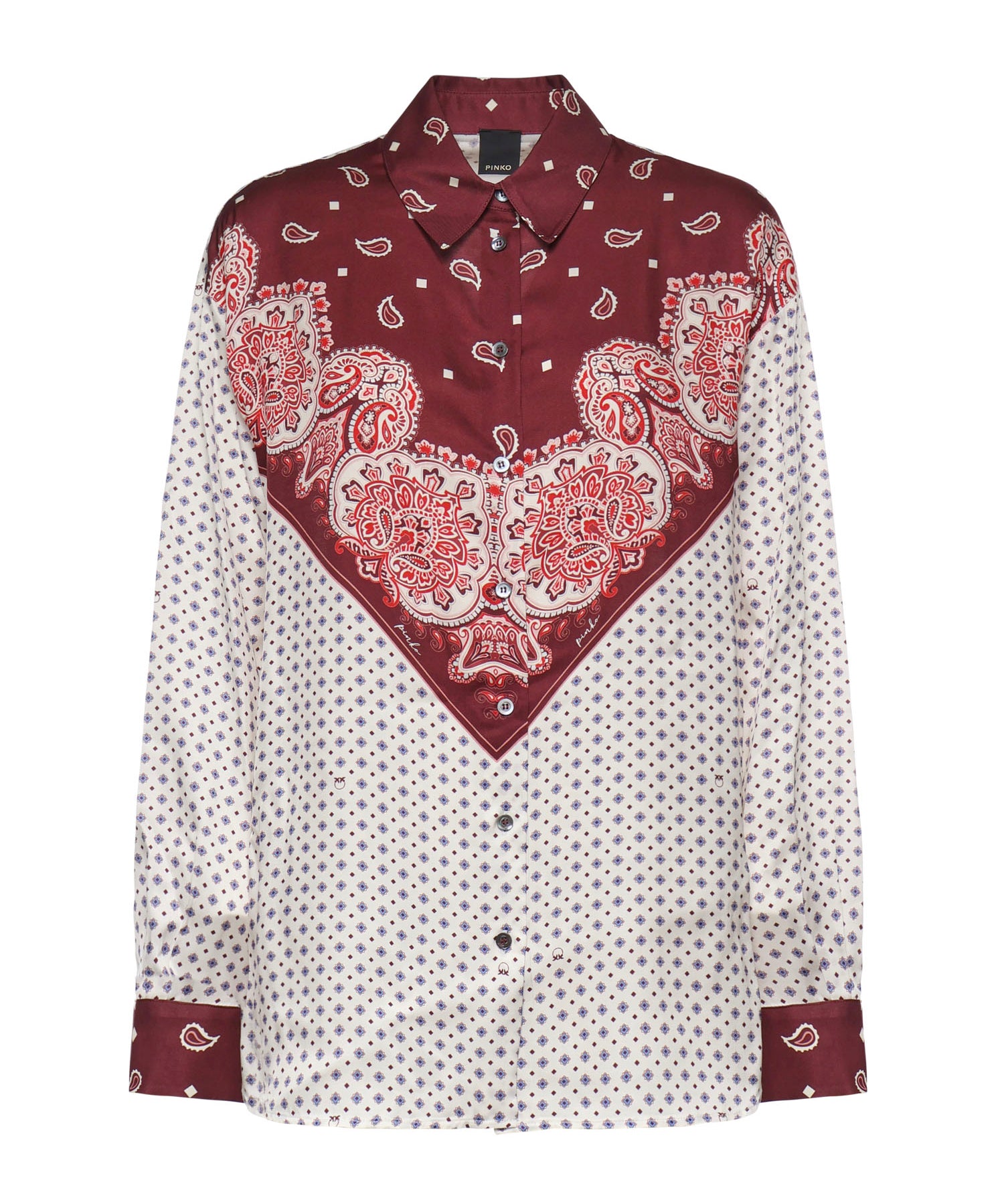Camicia in twill di viscosa con stampa 106202 A31KYR1 PINKO 