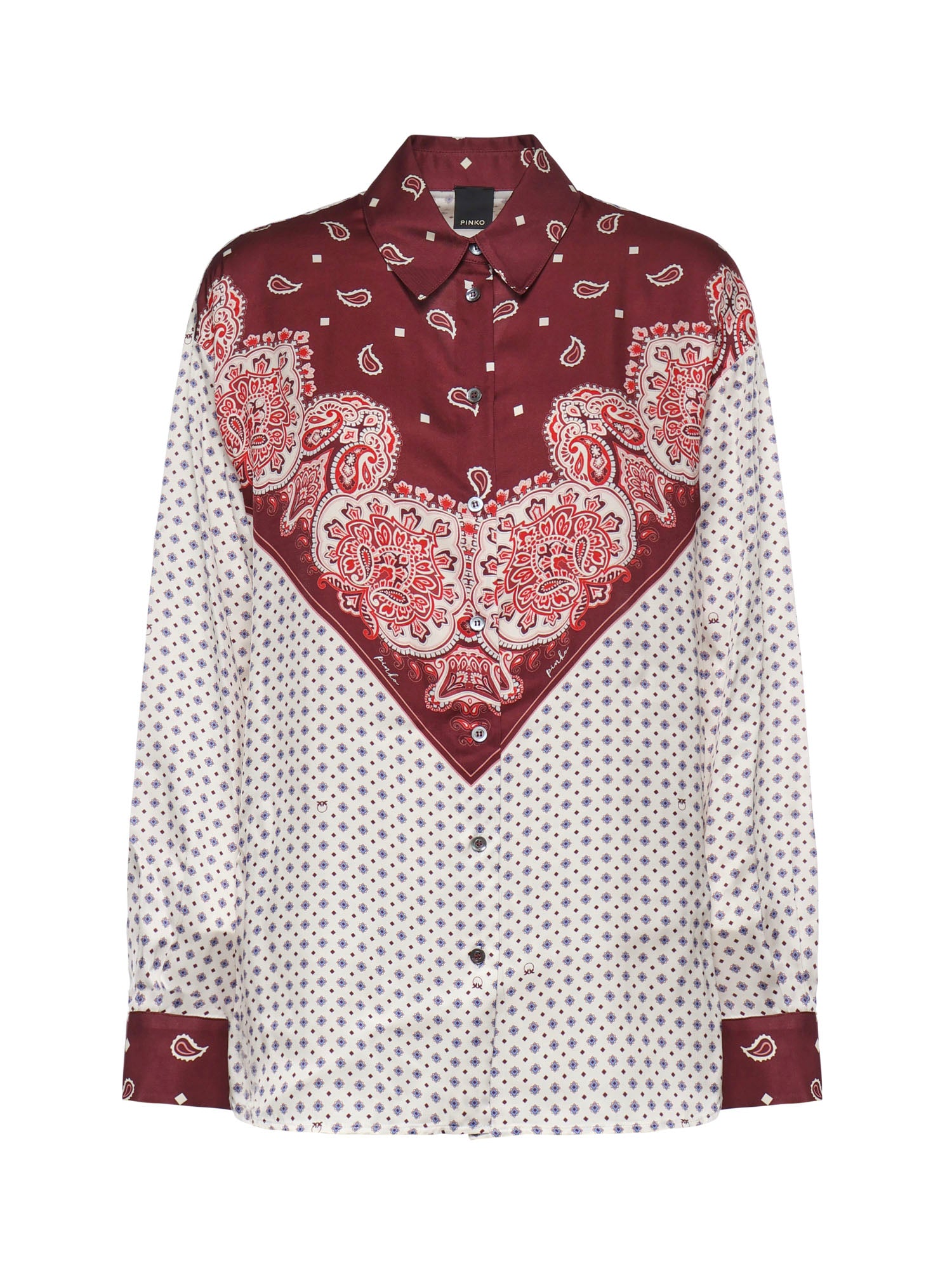 Camicia in twill di viscosa con stampa 106202 A31KYR1 PINKO 