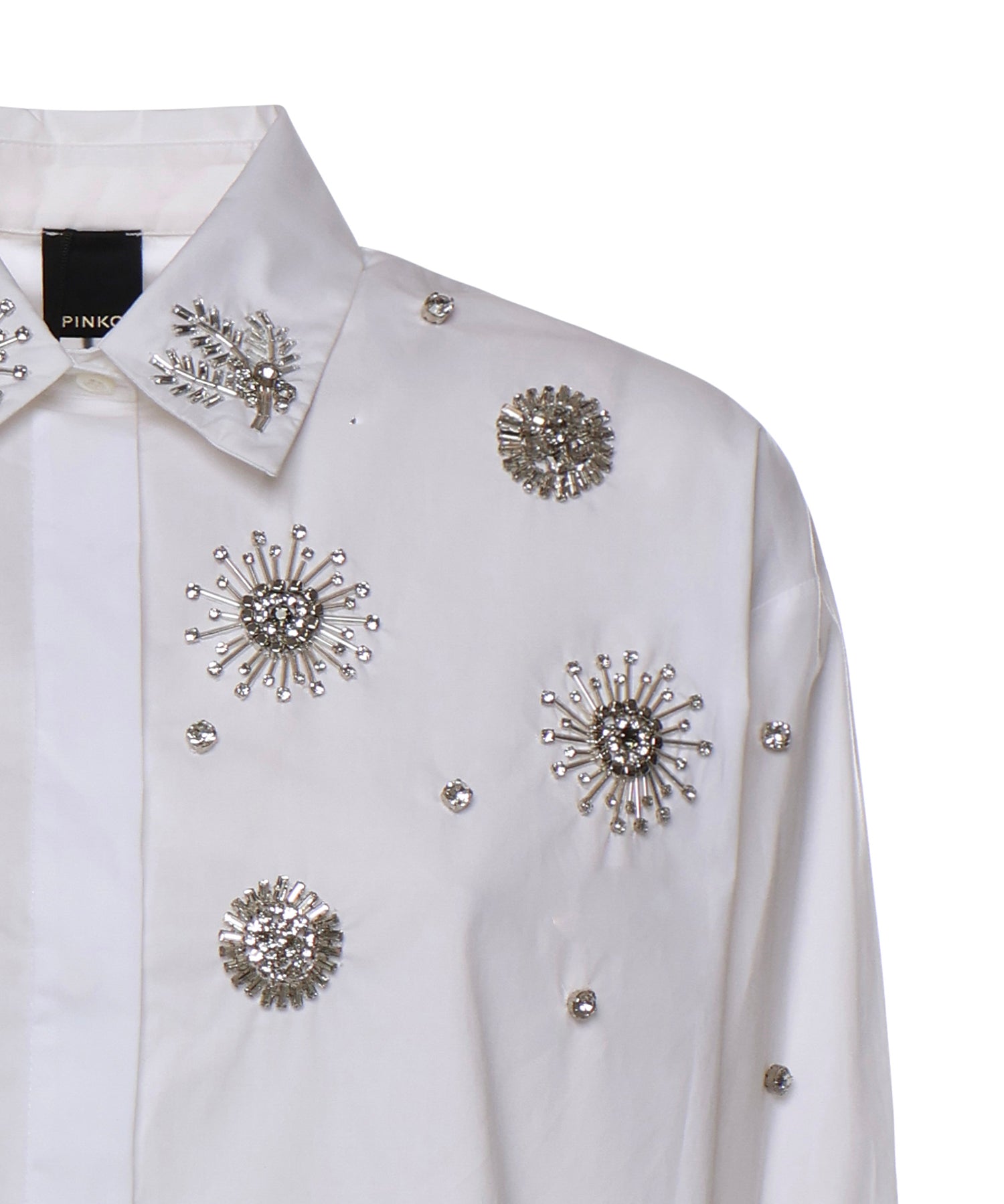 Camicia con cristalli in cotone 106225 A31WZ04 PINKO 