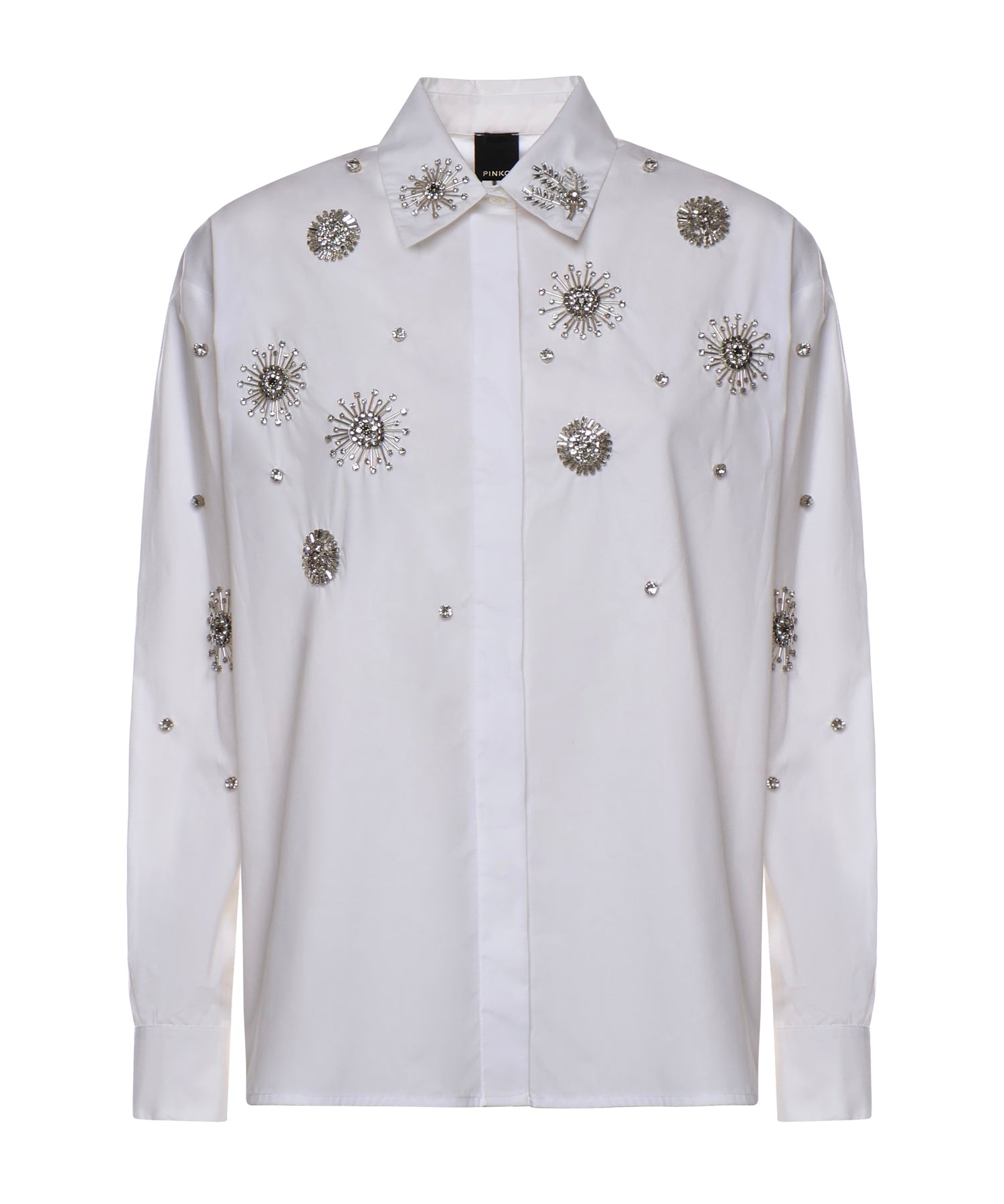 Camicia con cristalli in cotone 106225 A31WZ04 PINKO 