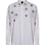 Camicia con cristalli in cotone 106225 A31WZ04 PINKO 