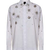 Camicia con cristalli in cotone 106225 A31WZ04 PINKO 