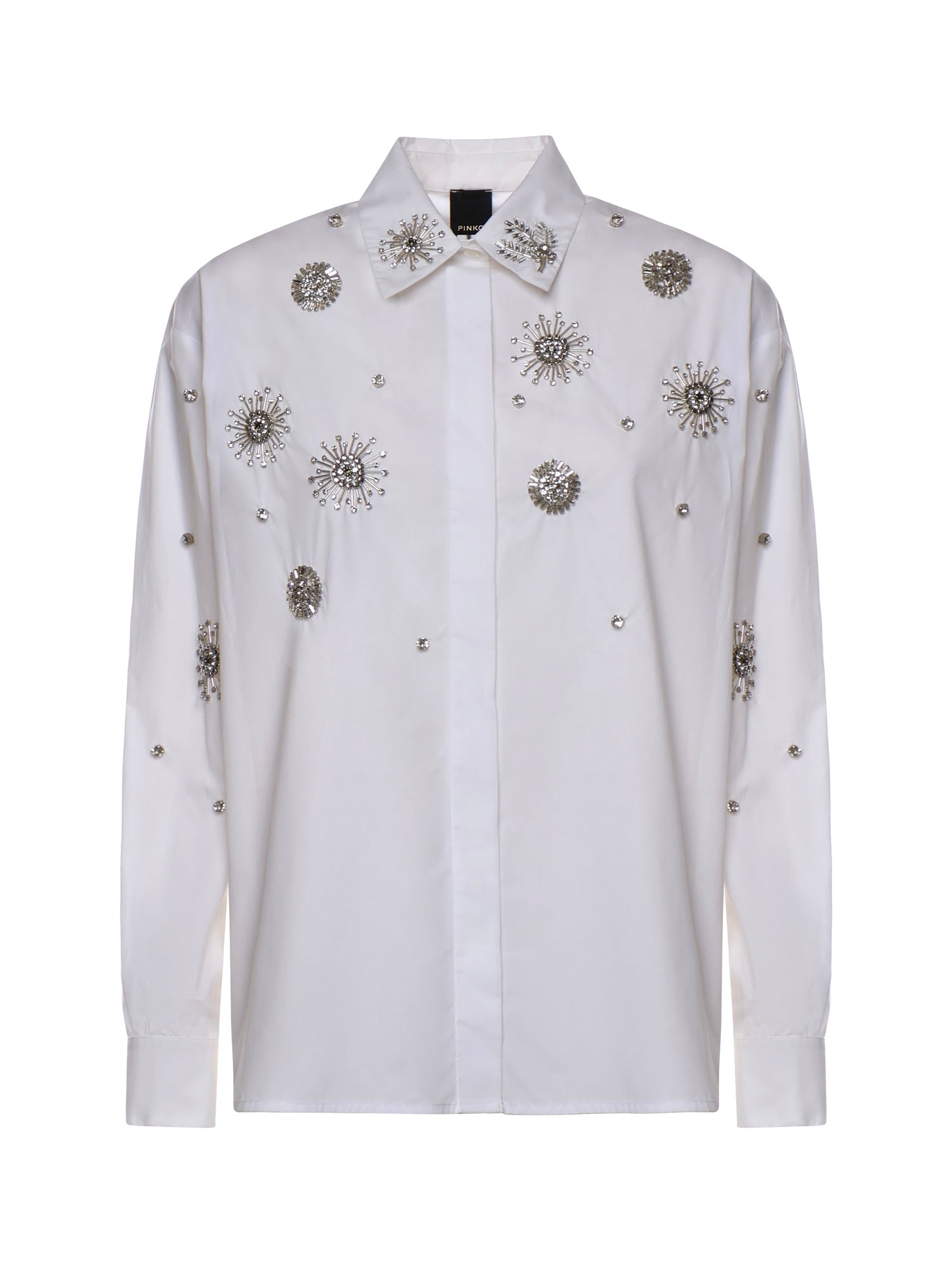Camicia con cristalli in cotone 106225 A31WZ04 PINKO 