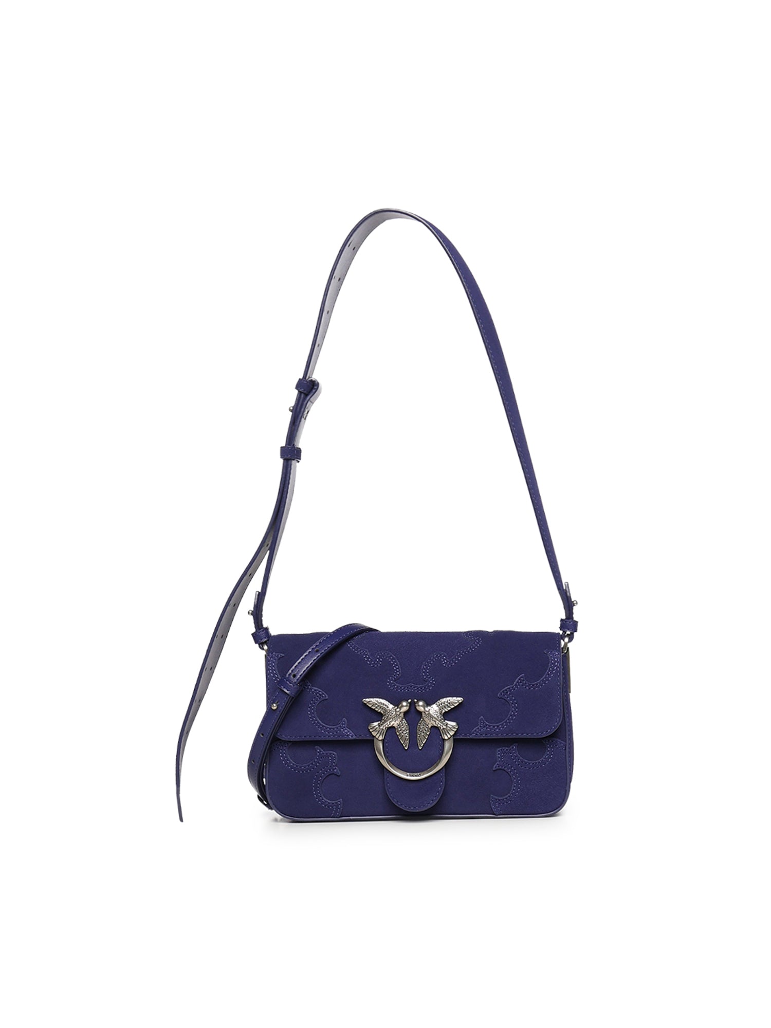 Borsa a spalla Mini Love Bag One Slouchy in suede con intarsi 106244 A0F6J05O PINKO 