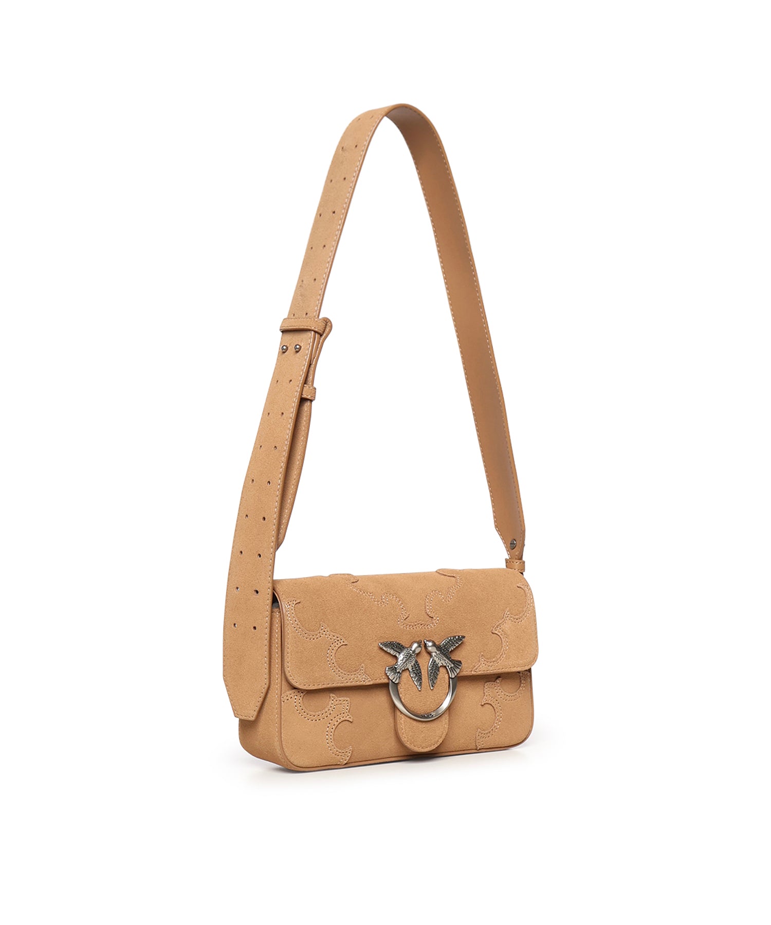 Borsa a spalla Mini Love Bag One Slouchy in suede con intarsi 106244 A0F6L08O PINKO 