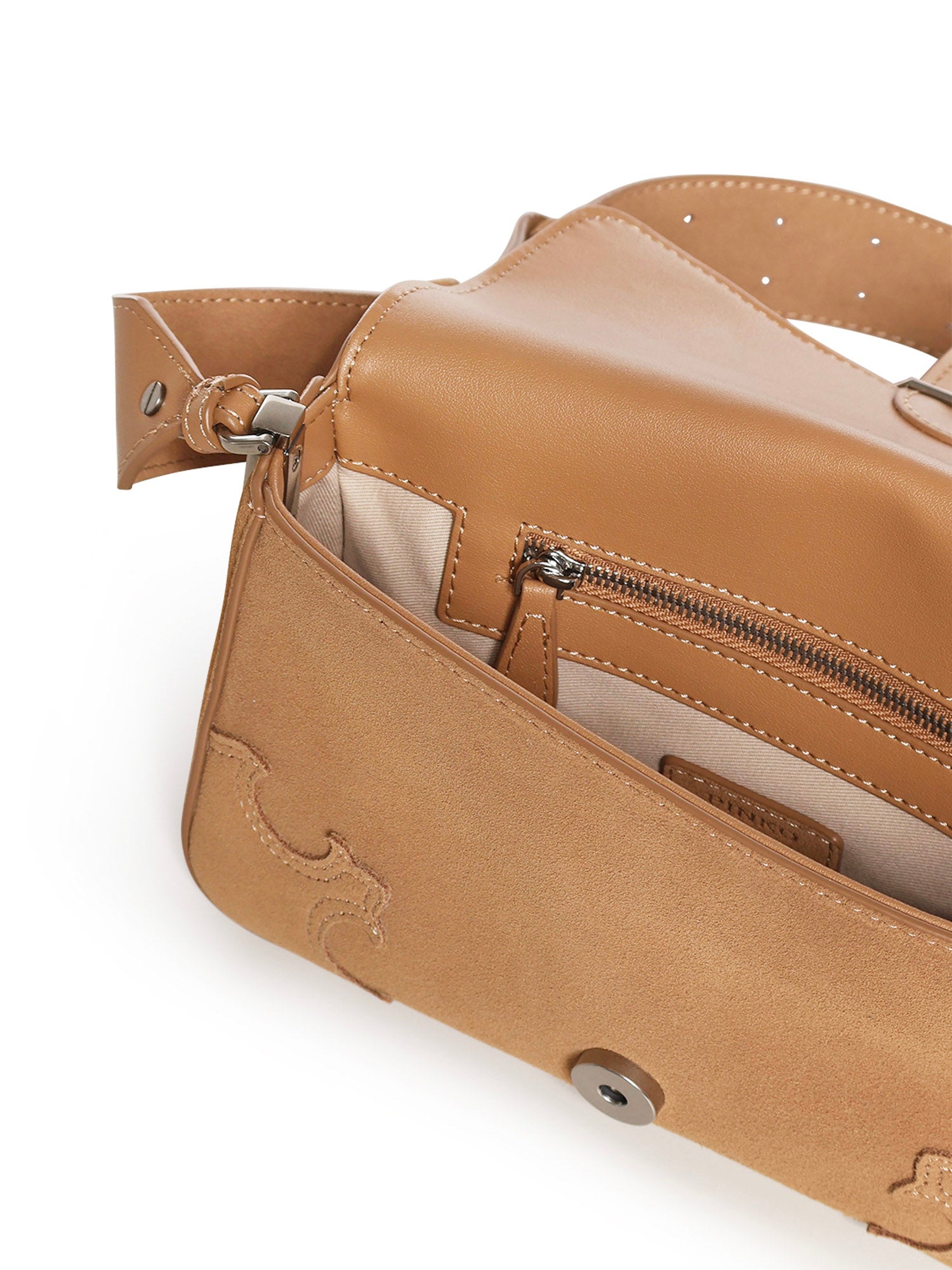 Borsa a spalla Mini Love Bag One Slouchy in suede con intarsi 106244 A0F6L08O PINKO 