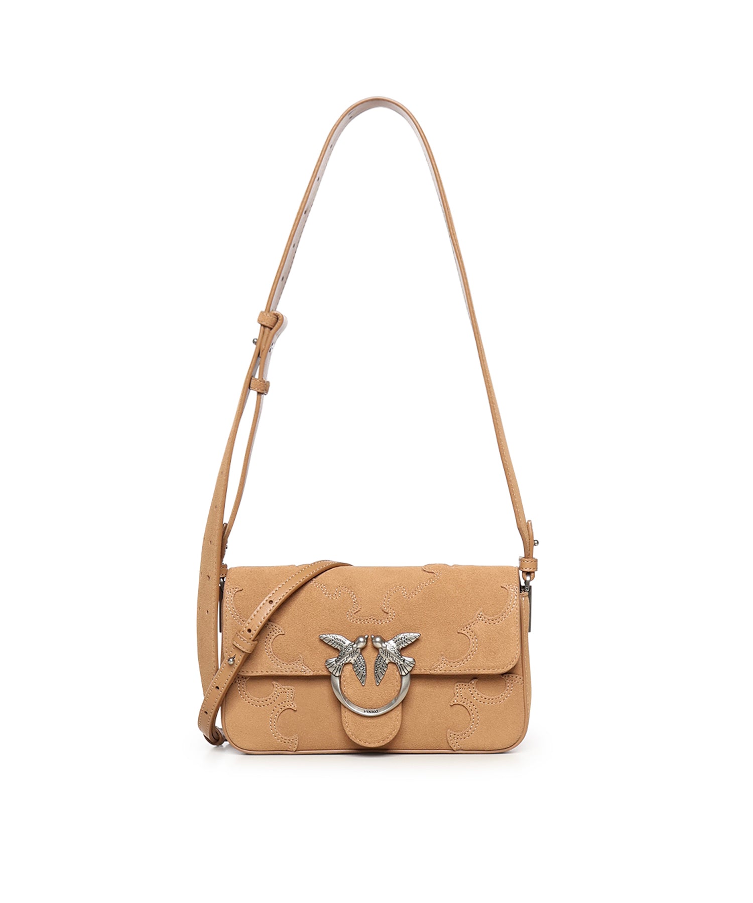 Borsa a spalla Mini Love Bag One Slouchy in suede con intarsi 106244 A0F6L08O PINKO 