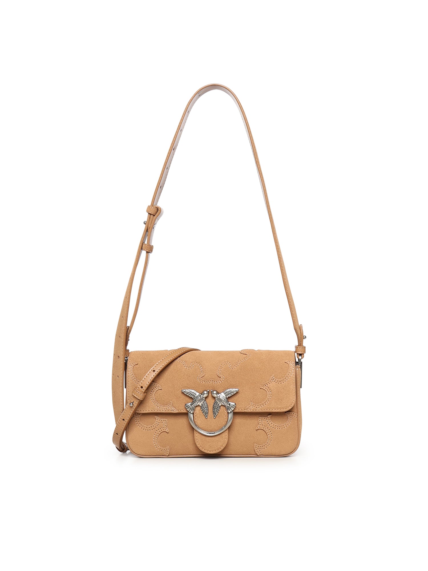 Borsa a spalla Mini Love Bag One Slouchy in suede con intarsi 106244 A0F6L08O PINKO 
