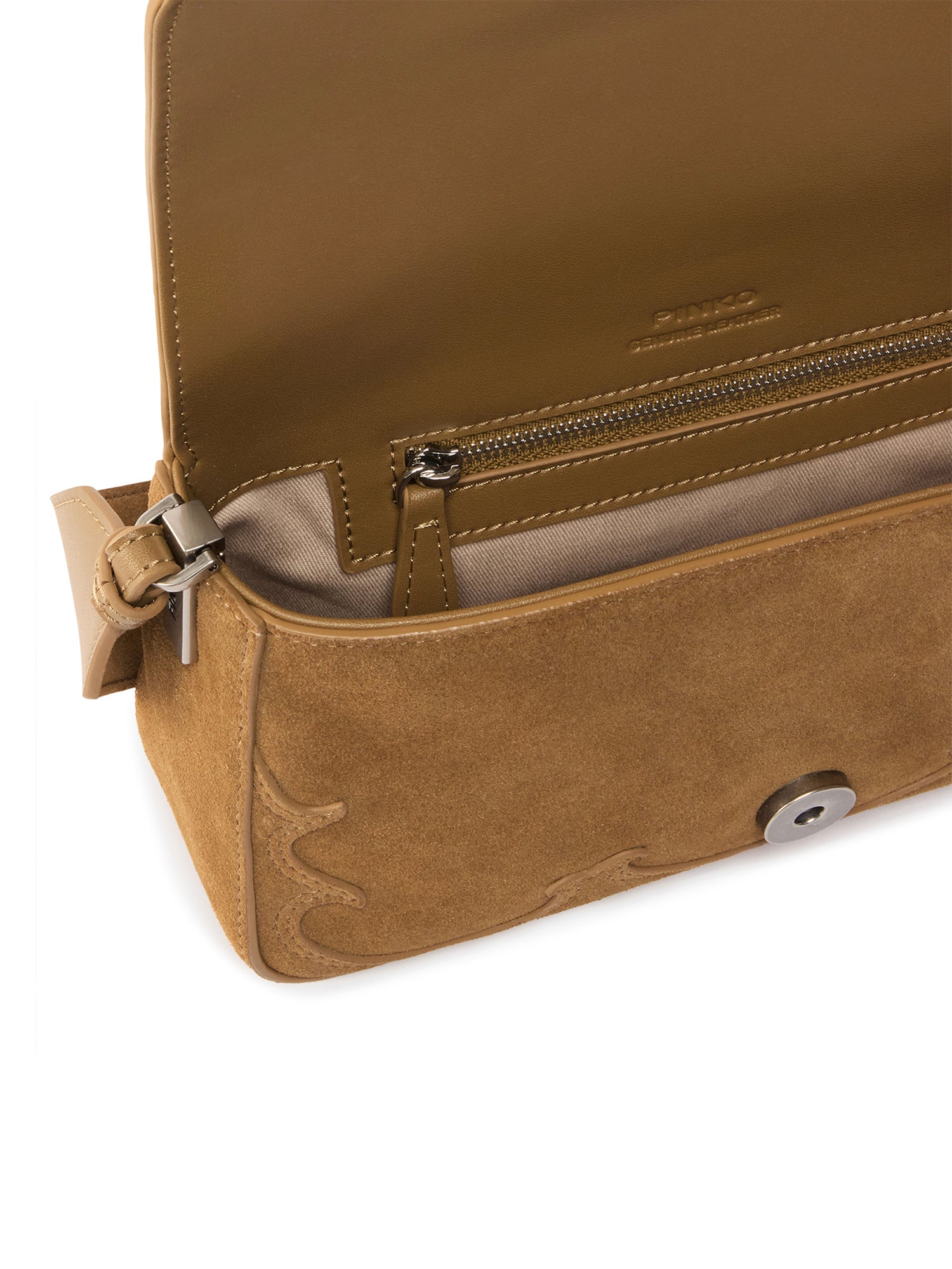 Borsa a spalla Mini Love Bag One Slouchy in suede con intarsi 106244 A0F6L22O PINKO 