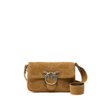 Borsa a spalla Mini Love Bag One Slouchy in suede con intarsi 106244 A0F6L22O PINKO 
