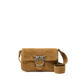Borsa a spalla Mini Love Bag One Slouchy in suede con intarsi 106244 A0F6L22O PINKO 