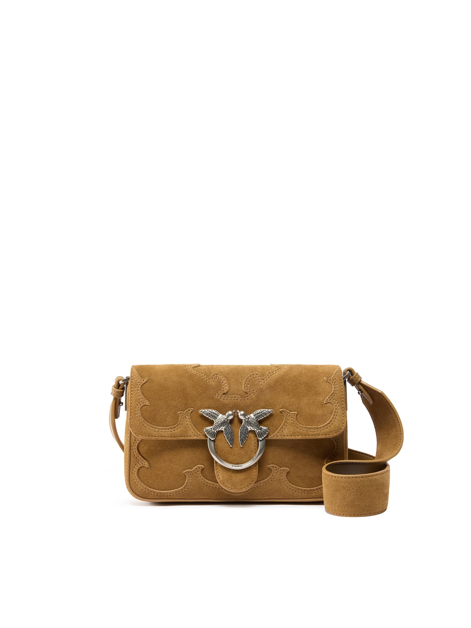 Borsa a spalla Mini Love Bag One Slouchy in suede con intarsi 106244 A0F6L22O PINKO 