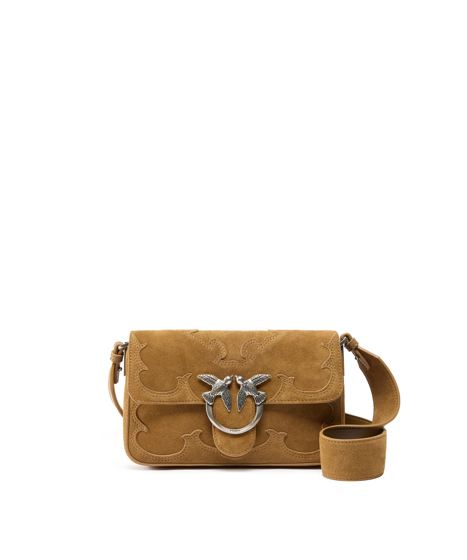 Borsa a spalla Mini Love Bag One Slouchy in suede con intarsi 106244 A0F6L22O PINKO 