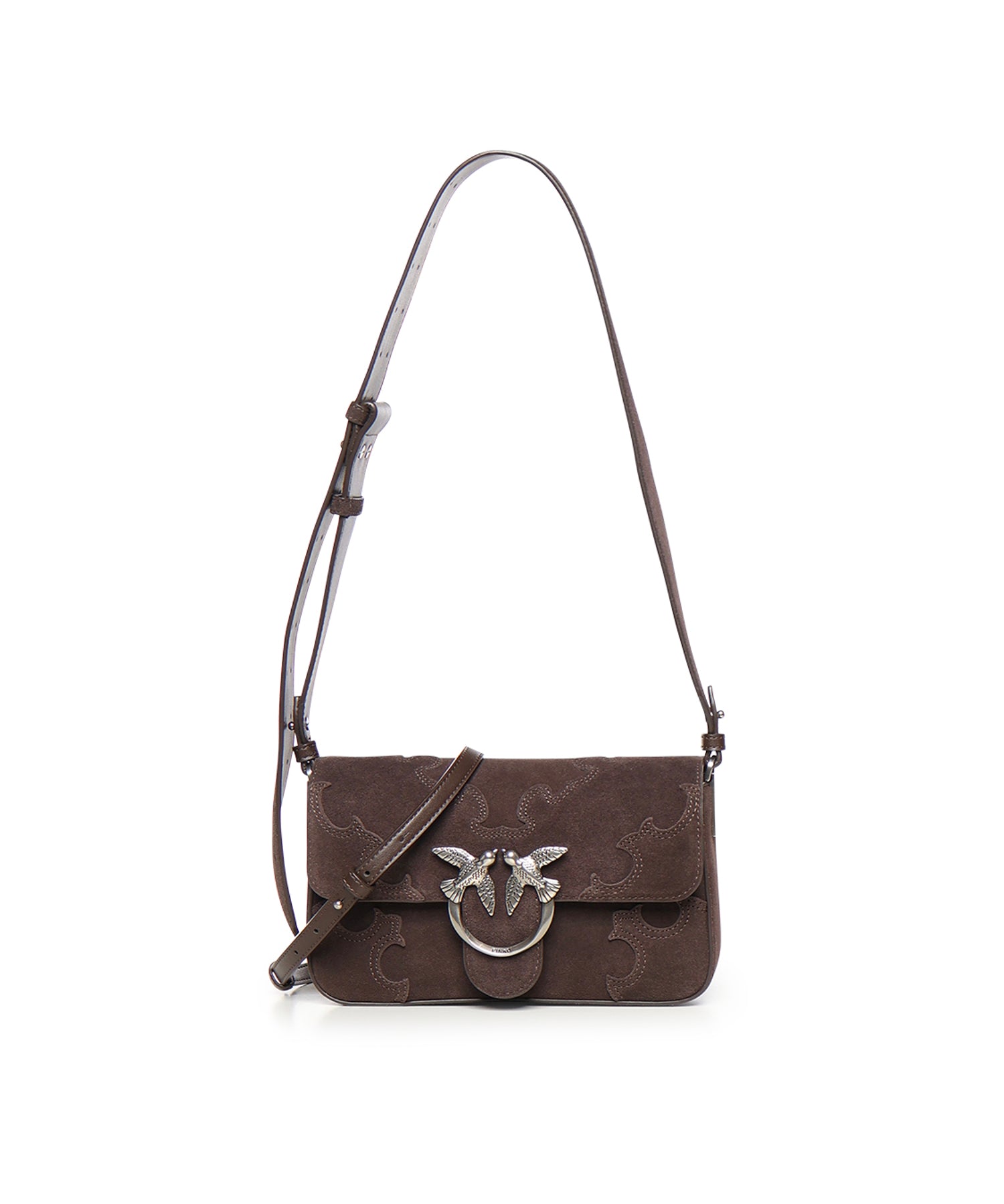 Borsa a spalla Mini Love Bag One Slouchy in suede con intarsi 106244 A0F6M11O PINKO 