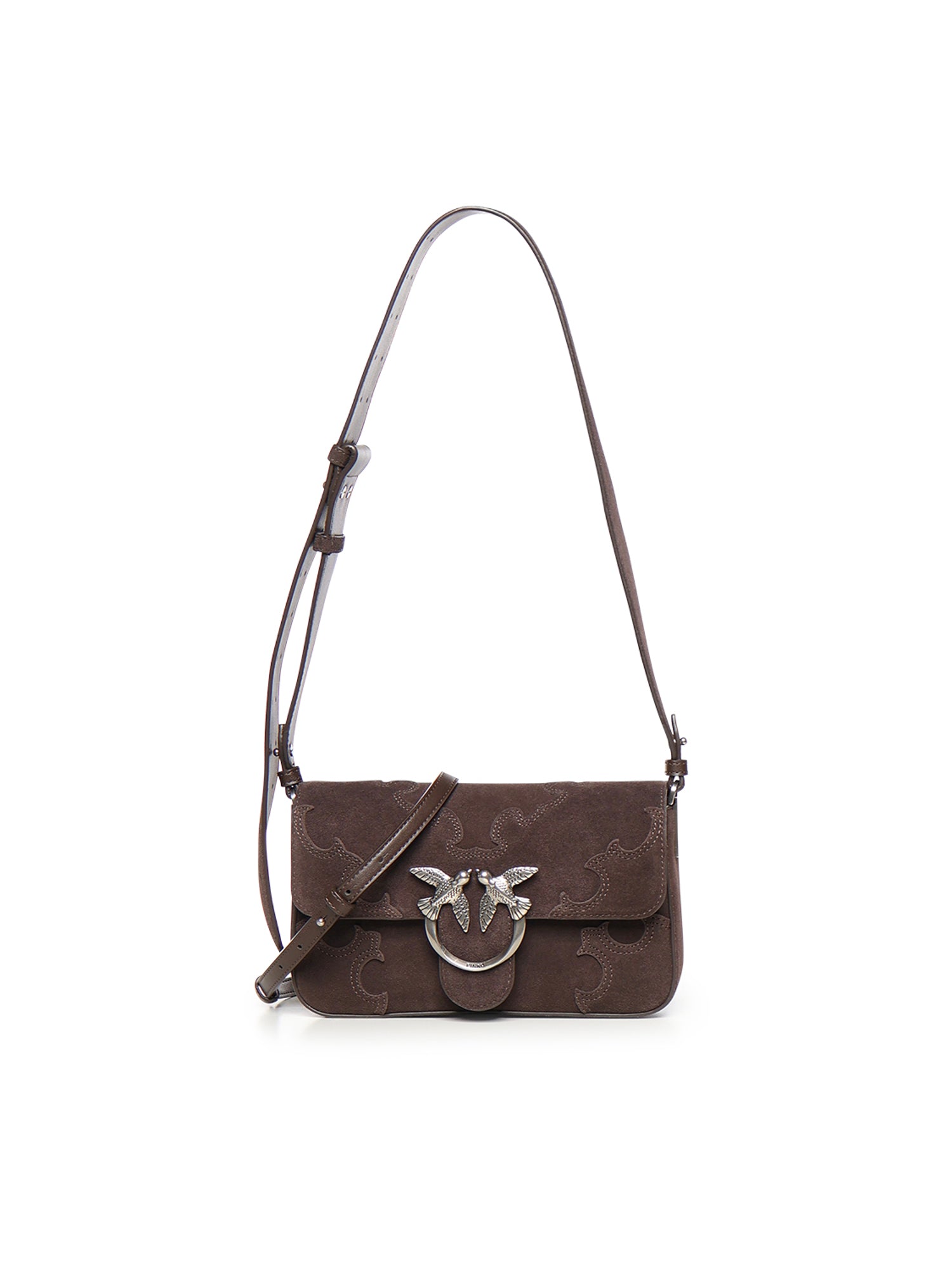 Borsa a spalla Mini Love Bag One Slouchy in suede con intarsi 106244 A0F6M11O PINKO 