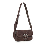 Borsa a spalla Mini Love Bag One Slouchy in suede con intarsi 106244 A0F6M11O PINKO 