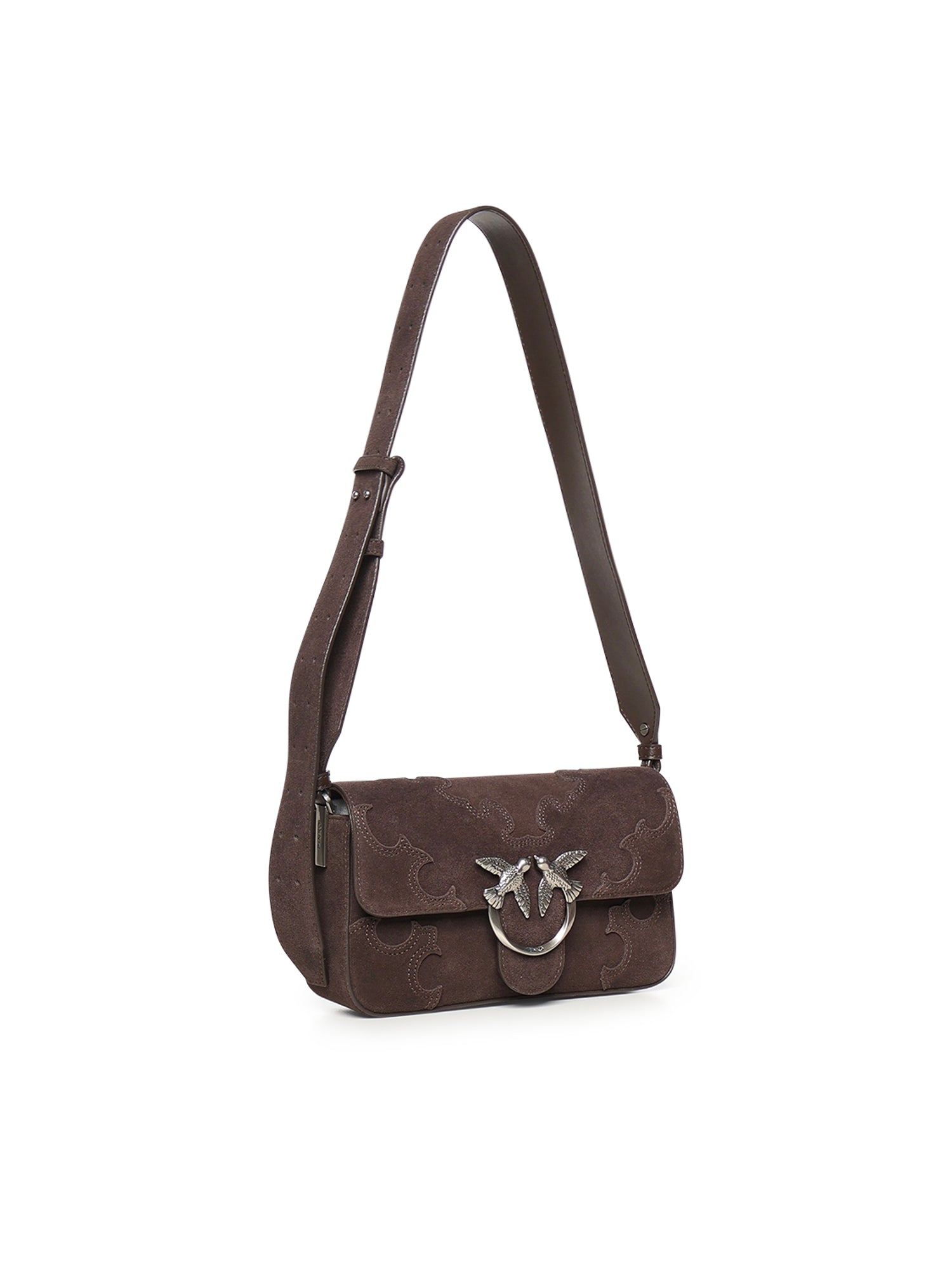 Borsa a spalla Mini Love Bag One Slouchy in suede con intarsi 106244 A0F6M11O PINKO 