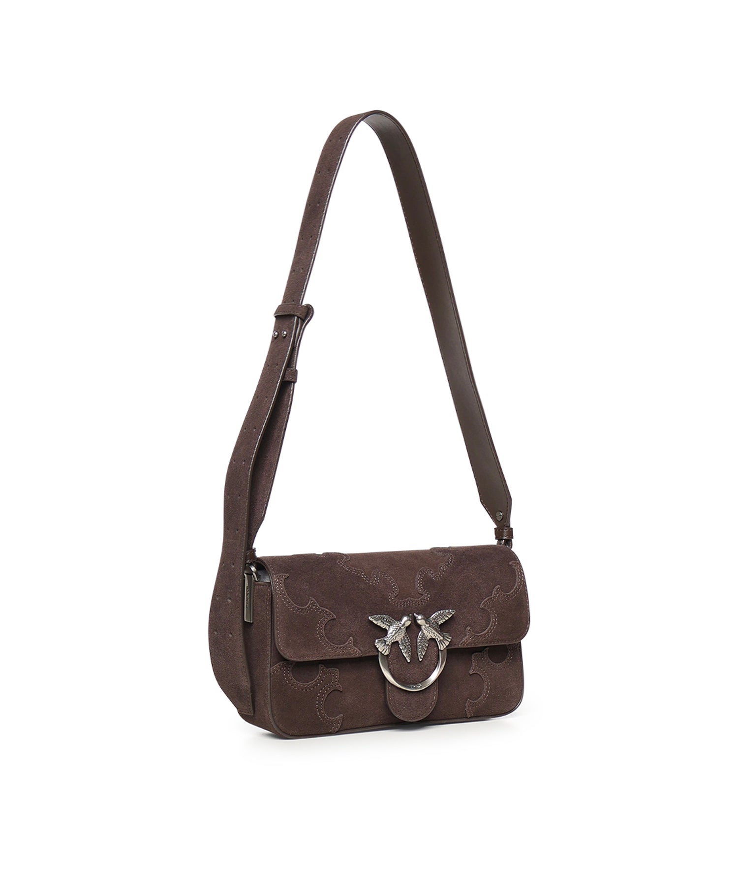 Borsa a spalla Mini Love Bag One Slouchy in suede con intarsi 106244 A0F6M11O PINKO 