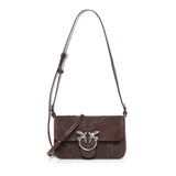 Borsa a spalla Mini Love Bag One Slouchy in suede con intarsi 106244 A0F6M11O PINKO 