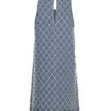 Abito corto in denim con disegno rombi e strass 106245 A32NPJE PINKO 