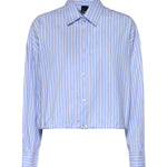 Camicia cropped in cotone a righe 106249 A36JEZB PINKO 