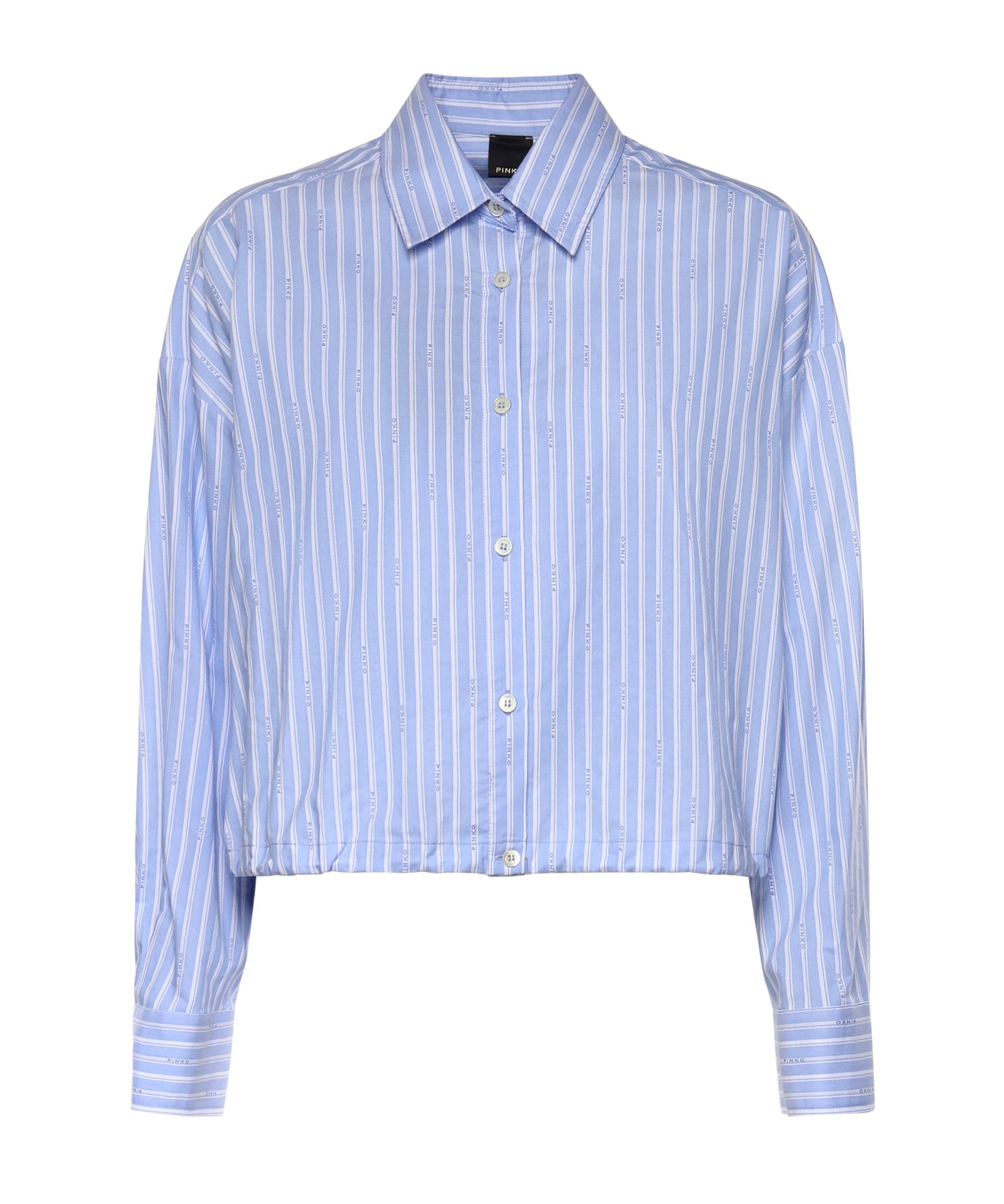 Camicia cropped in cotone a righe 106249 A36JEZB PINKO 