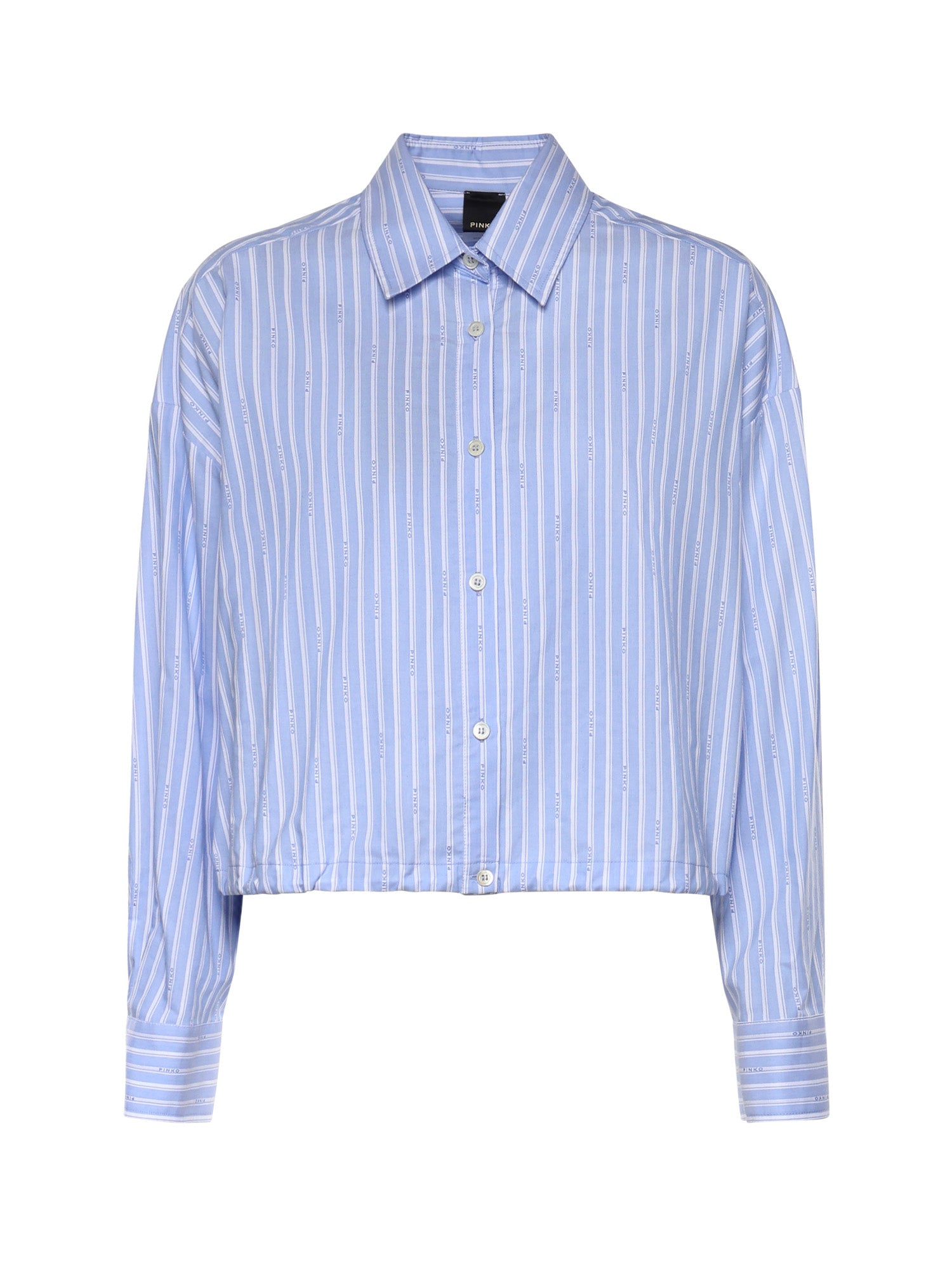Camicia cropped in cotone a righe 106249 A36JEZB PINKO 