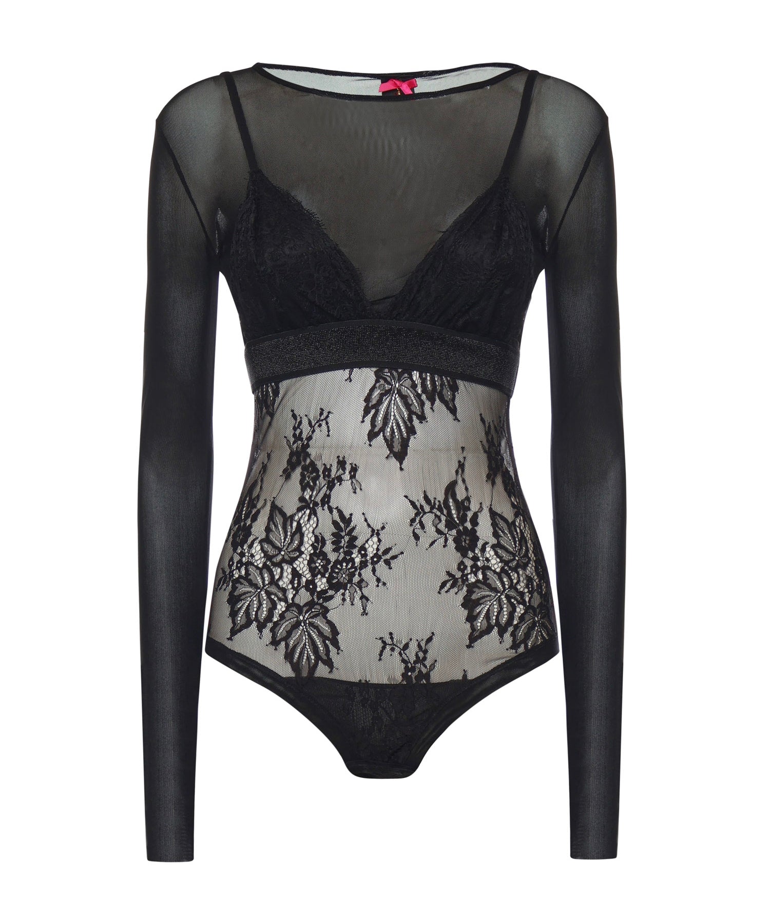 Maglia body in tulle e pizzo 106272 A33EZ99 PINKO 