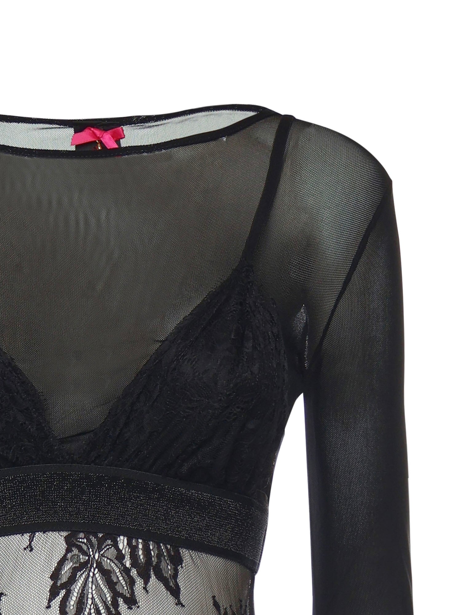 Maglia body in tulle e pizzo 106272 A33EZ99 PINKO 