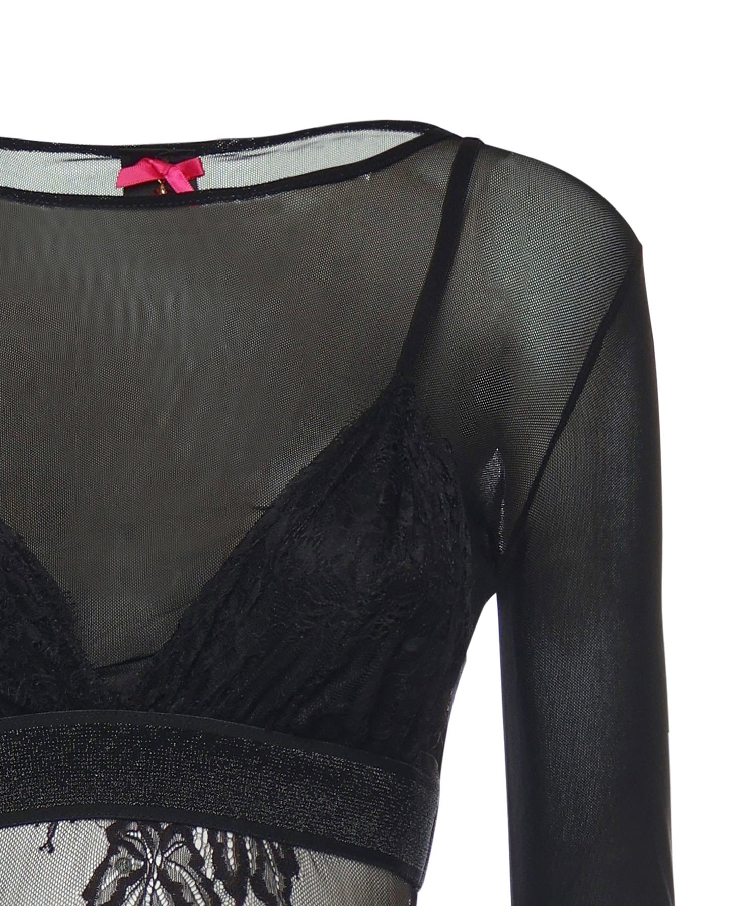 Maglia body in tulle e pizzo 106272 A33EZ99 PINKO 