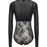 Maglia body in tulle e pizzo 106272 A33EZ99 PINKO 