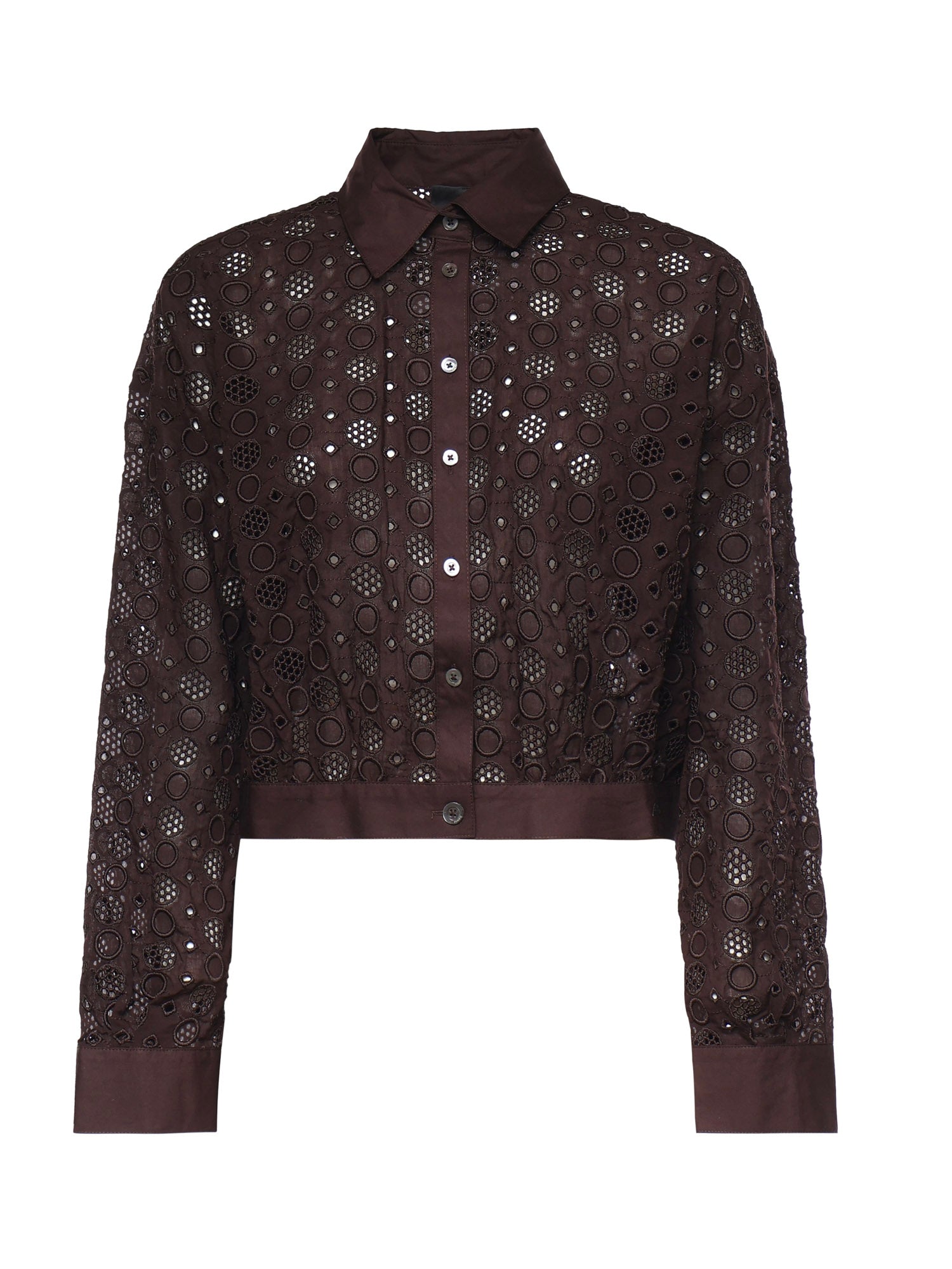 Camicia cropped con ricamo sangallo 106277 A35PM28 PINKO 