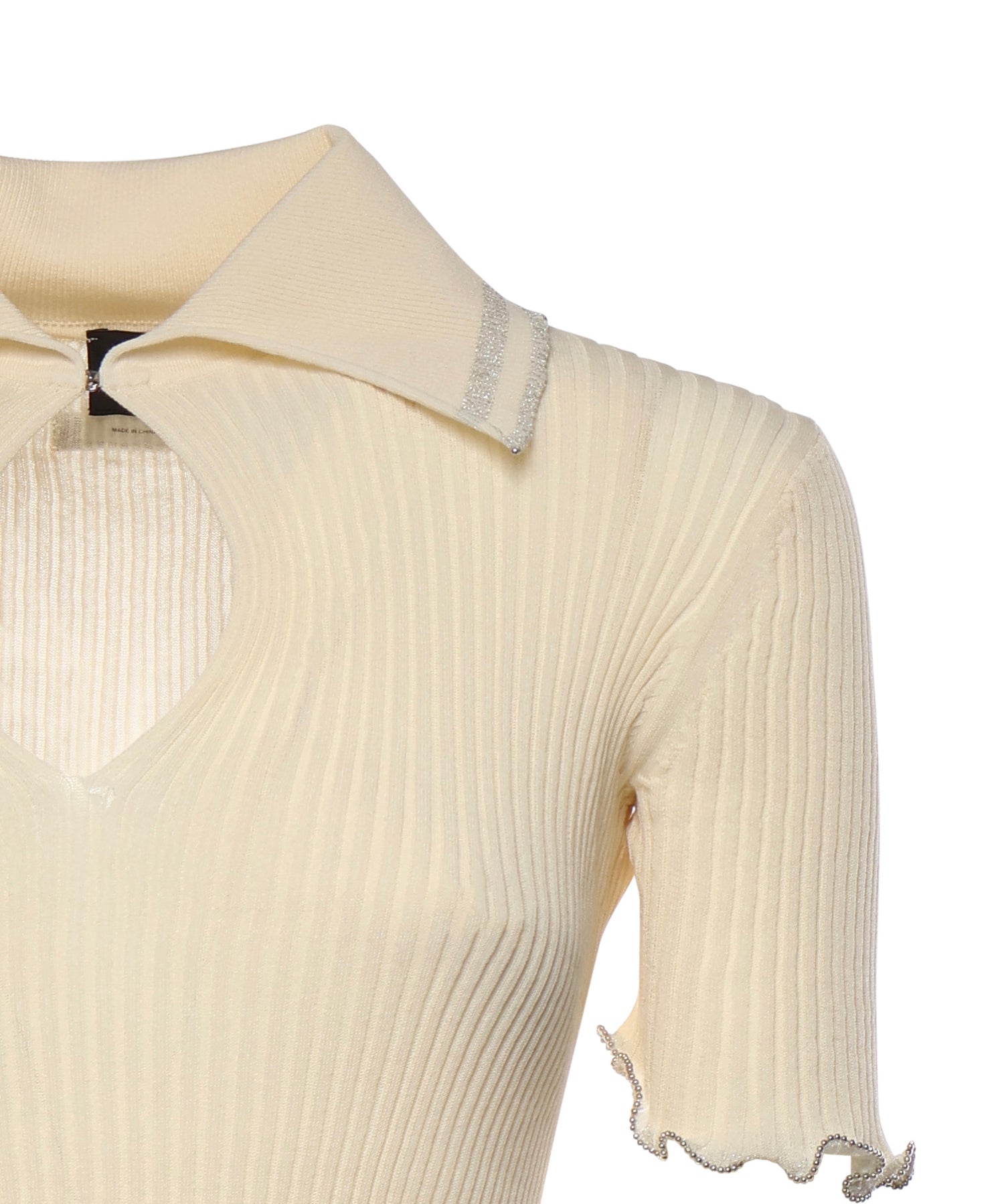 Maglia a costine con bordi gioiello 106287 A343C14 PINKO 