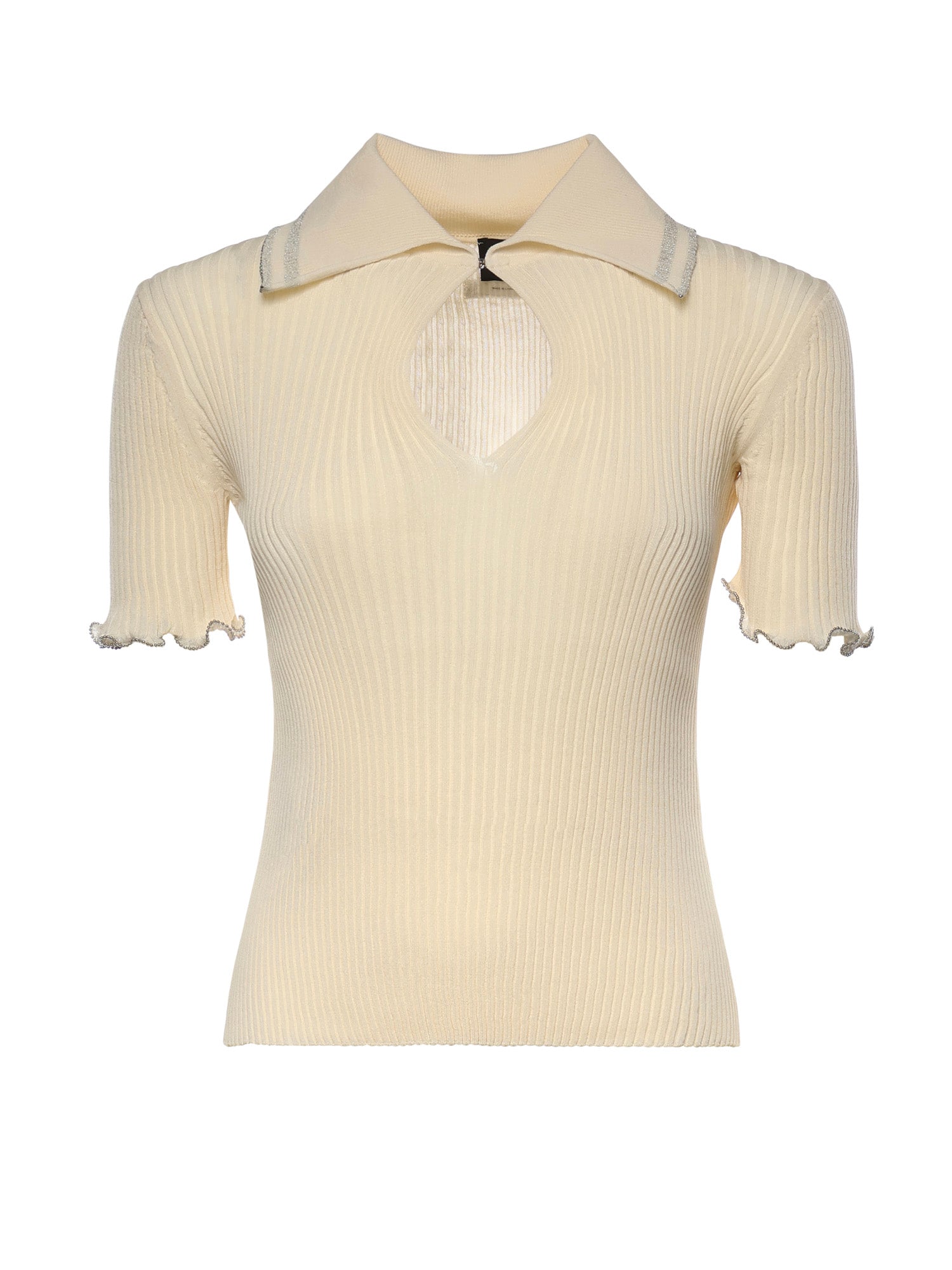 Maglia a costine con bordi gioiello 106287 A343C14 PINKO 