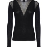 Maglia a coste con trasparenze 106317 A34BZ99 PINKO 
