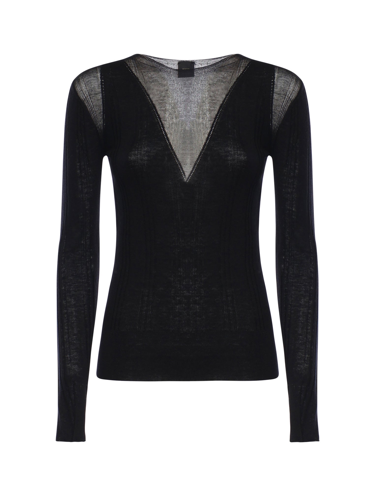 Maglia a coste con trasparenze 106317 A34BZ99 PINKO 