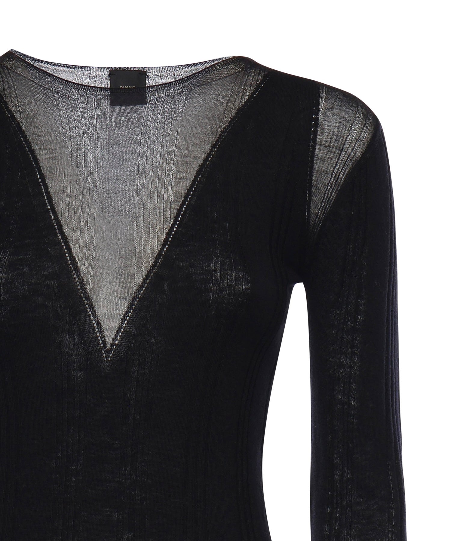 Maglia a coste con trasparenze 106317 A34BZ99 PINKO 