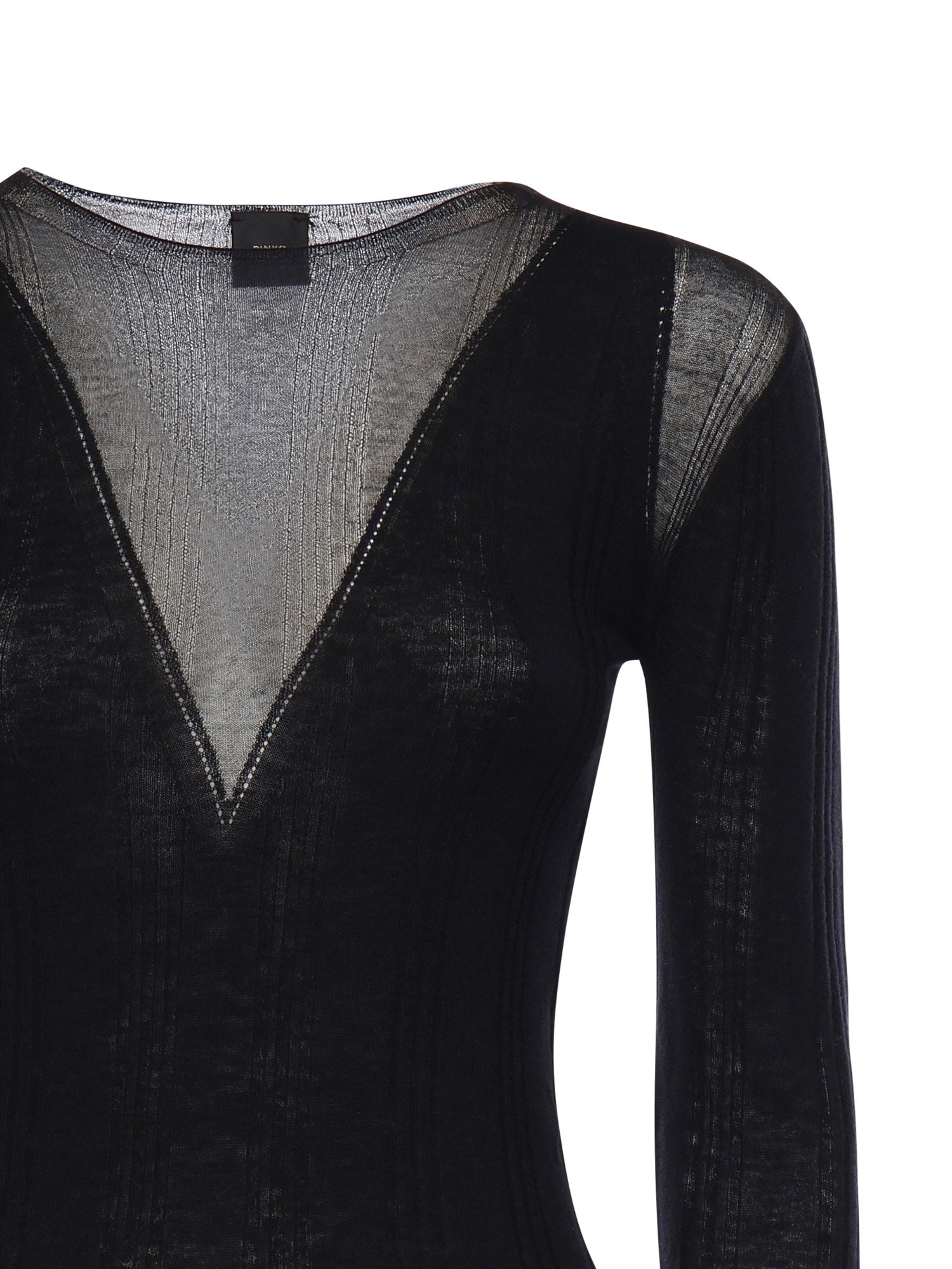 Maglia a coste con trasparenze 106317 A34BZ99 PINKO 