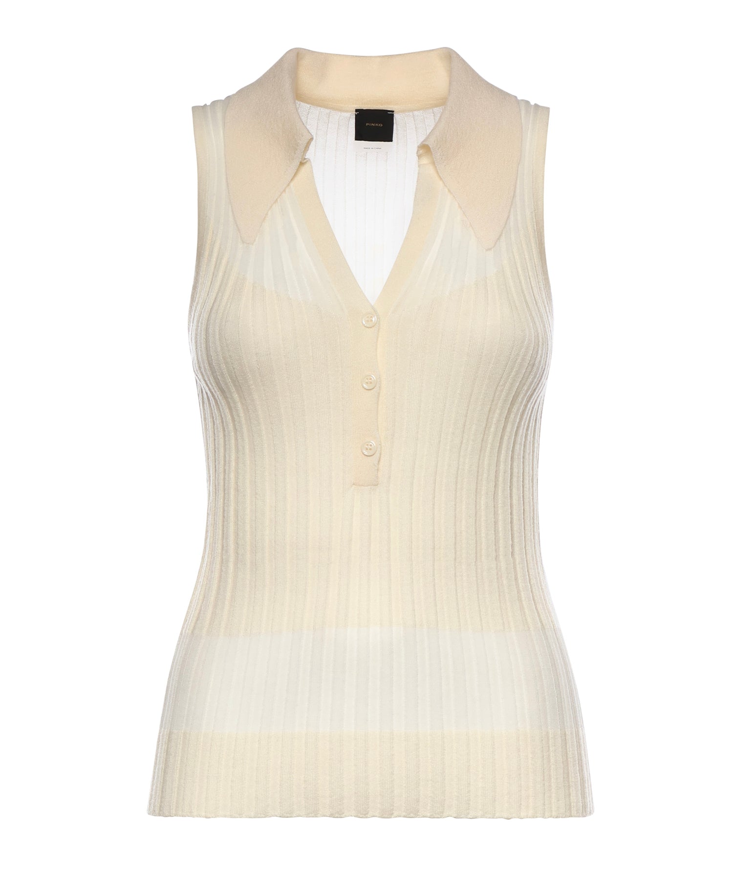 Canotta a polo in maglia a coste 106318 A34BC14 PINKO 