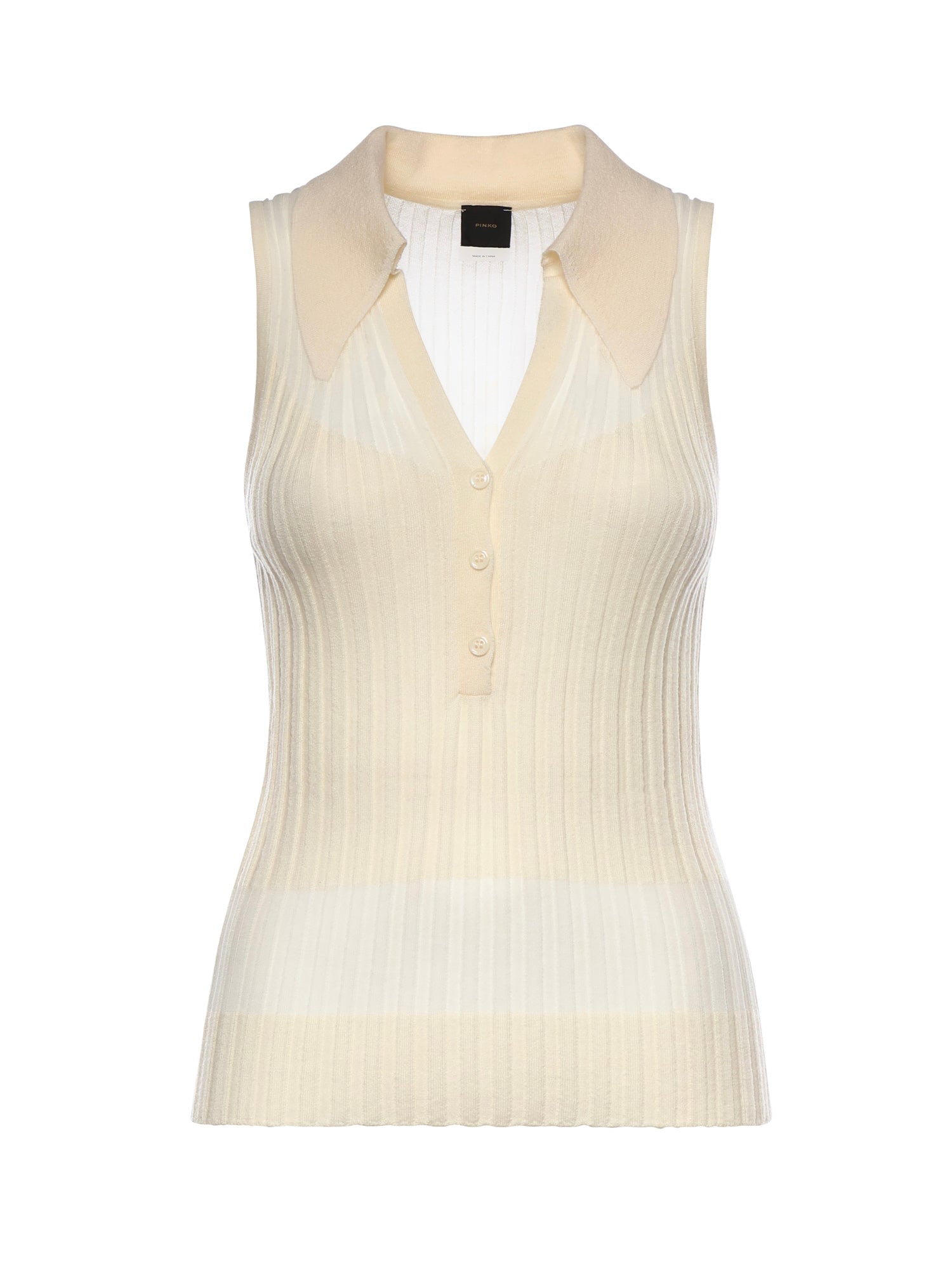 Canotta a polo in maglia a coste 106318 A34BC14 PINKO 